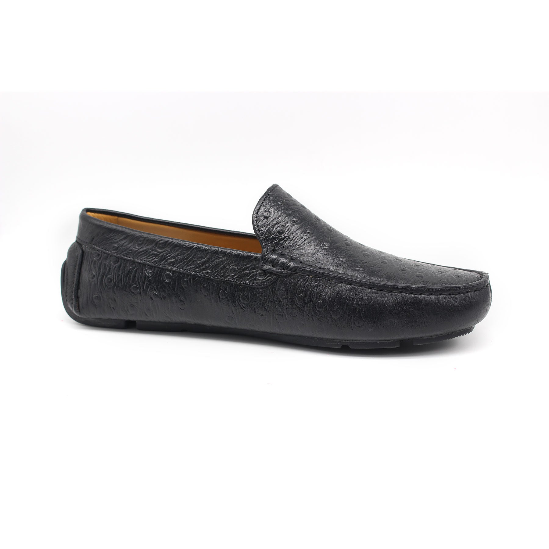 Mocassin en Cuir Ref : 450 Noir Autruche