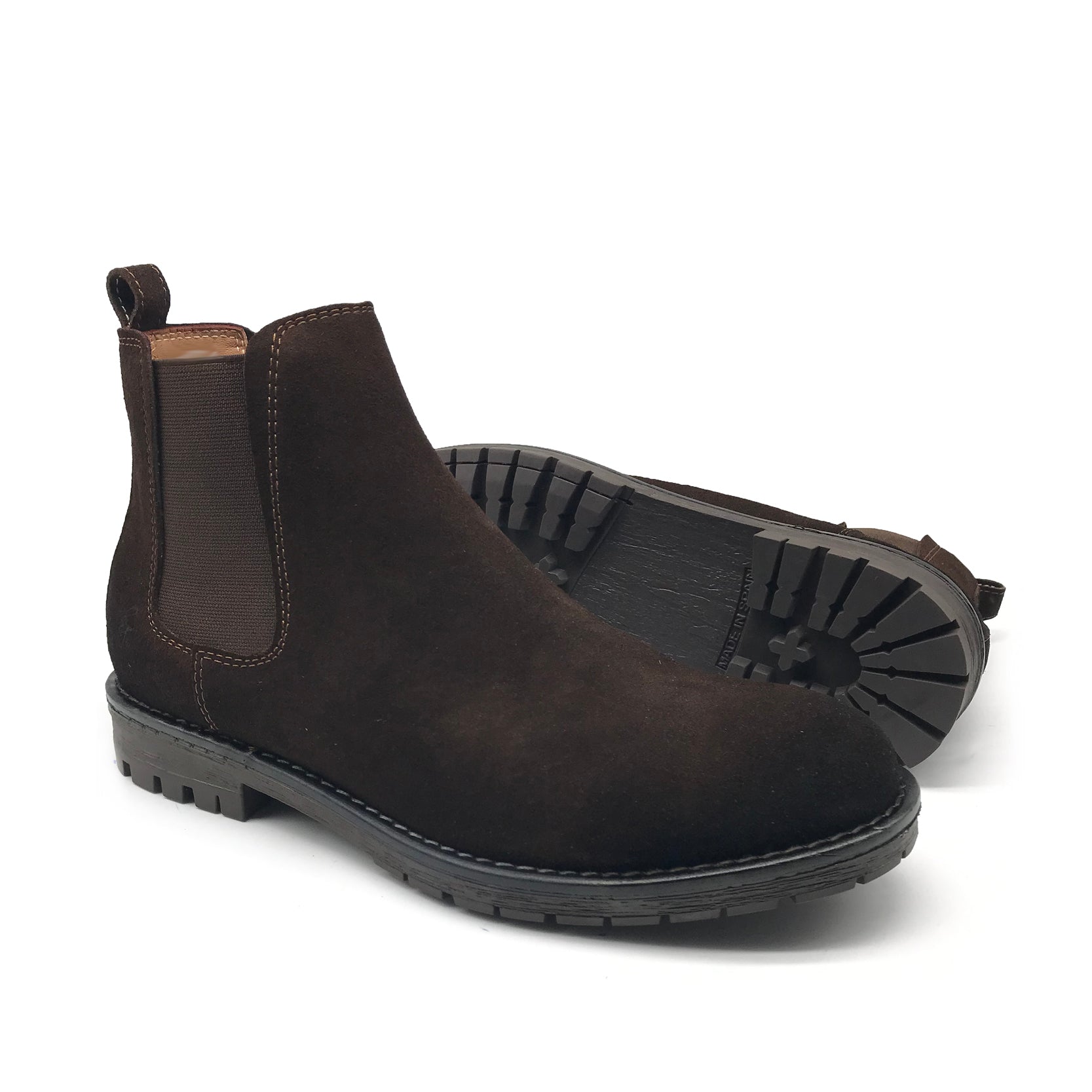 Ref: 402 Bottine en Cuir Daim Marron Foncé - Shopilo Shoes