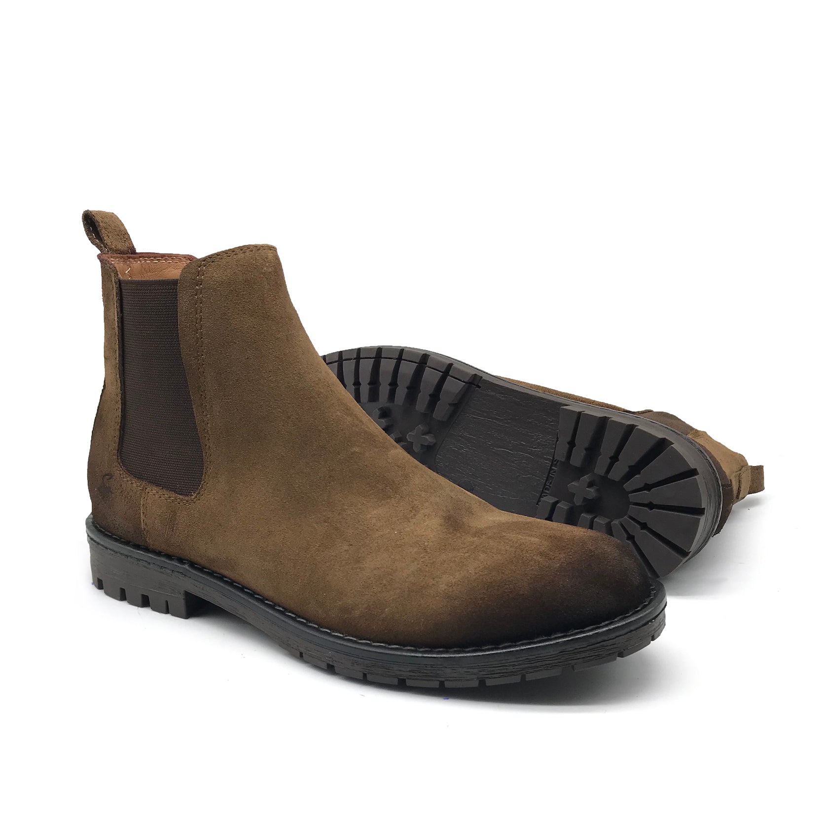 Ref: 402 Bottine en Cuir Daim Vert Militaire - Shopilo Shoes