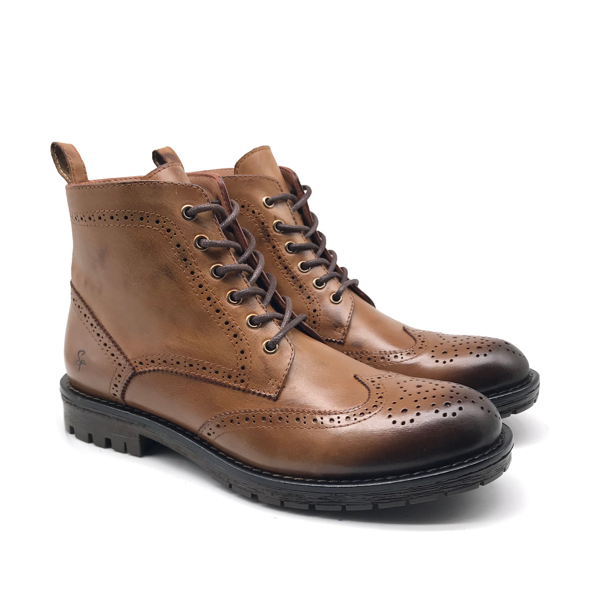 Ref: 405 Bottine en Cuir Marron Clair - Shopilo Shoes