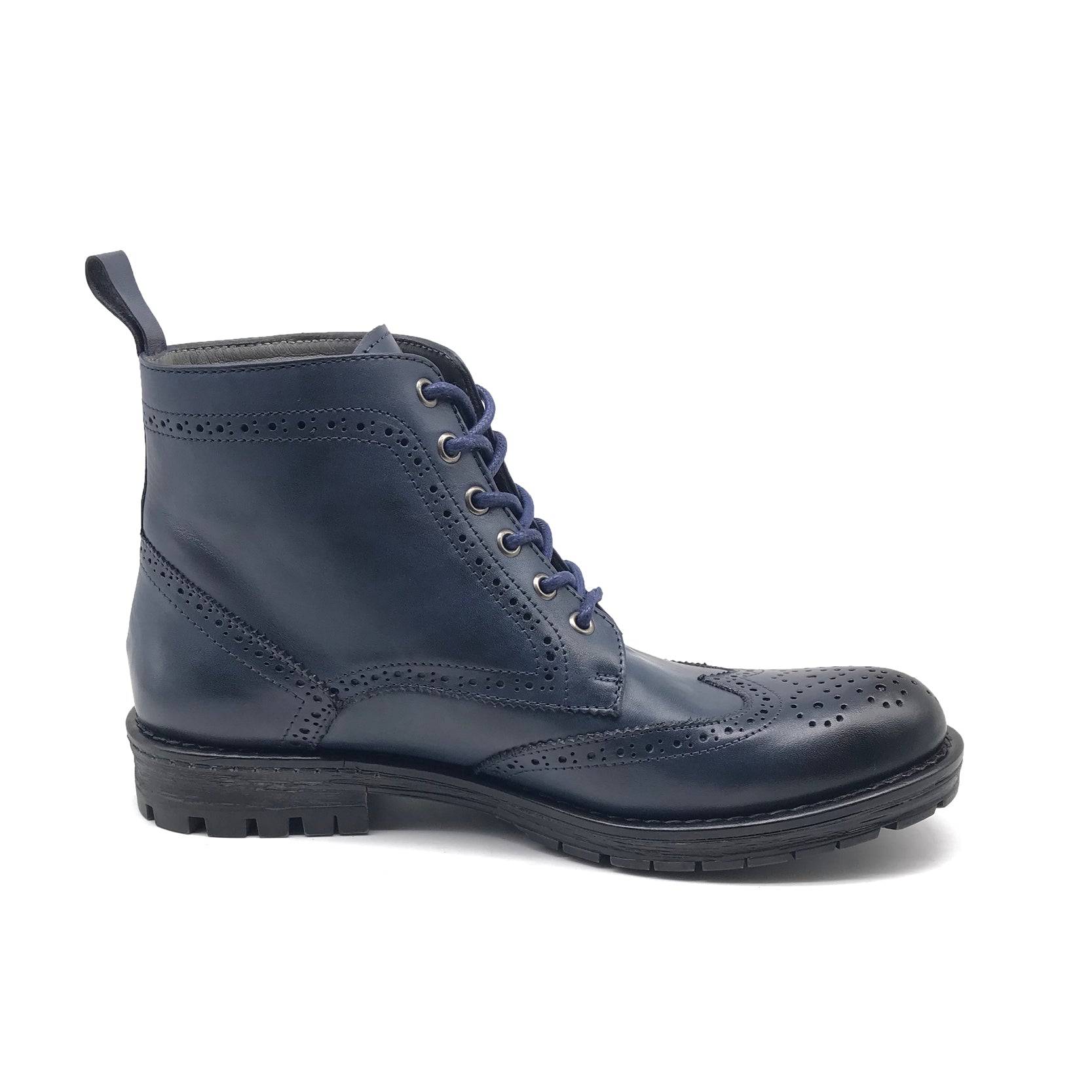 Ref: 405 Bottine en Cuir Bleu PR23 - Shopilo Shoes