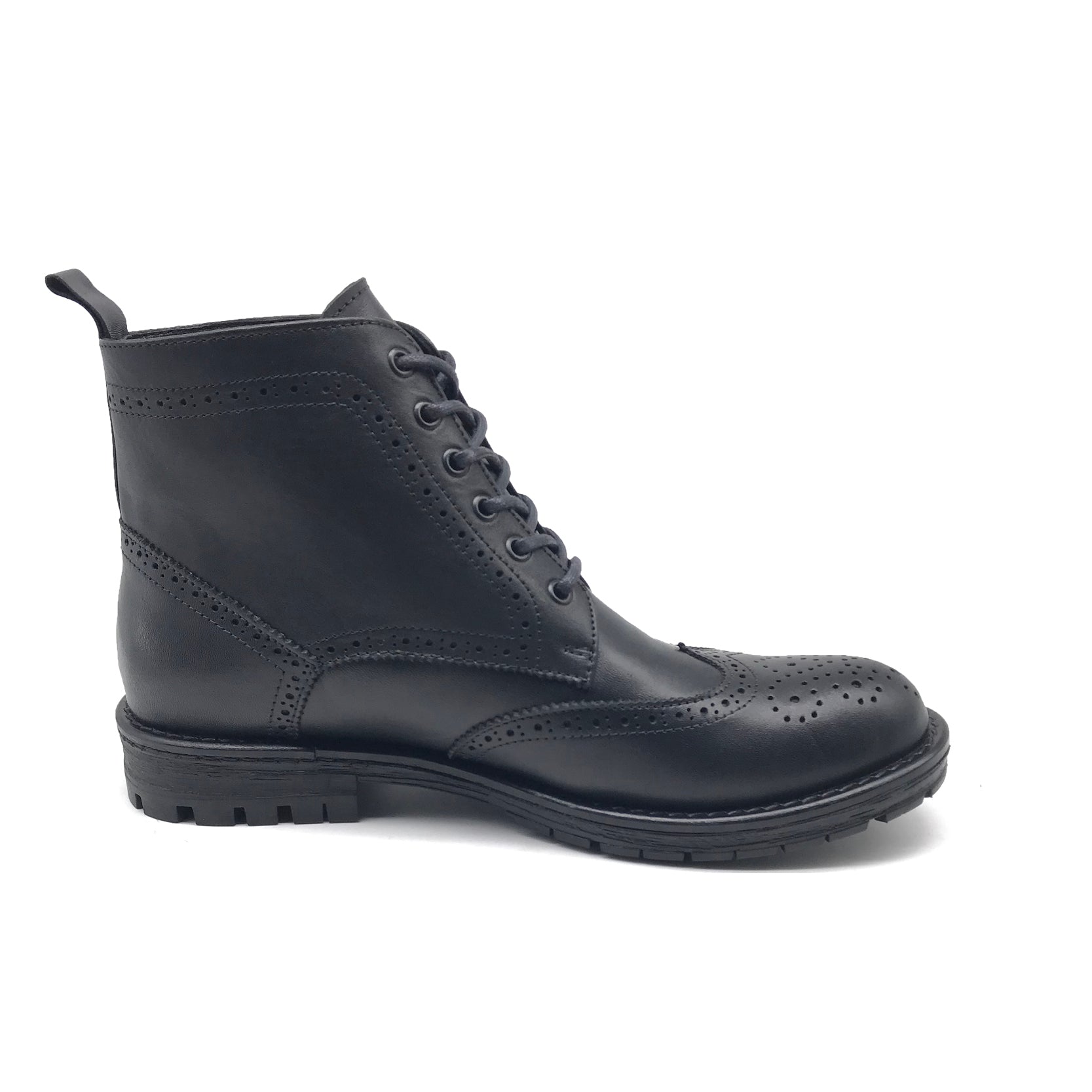 Ref: 405 Bottine en Cuir Noir PR23 - Shopilo Shoes