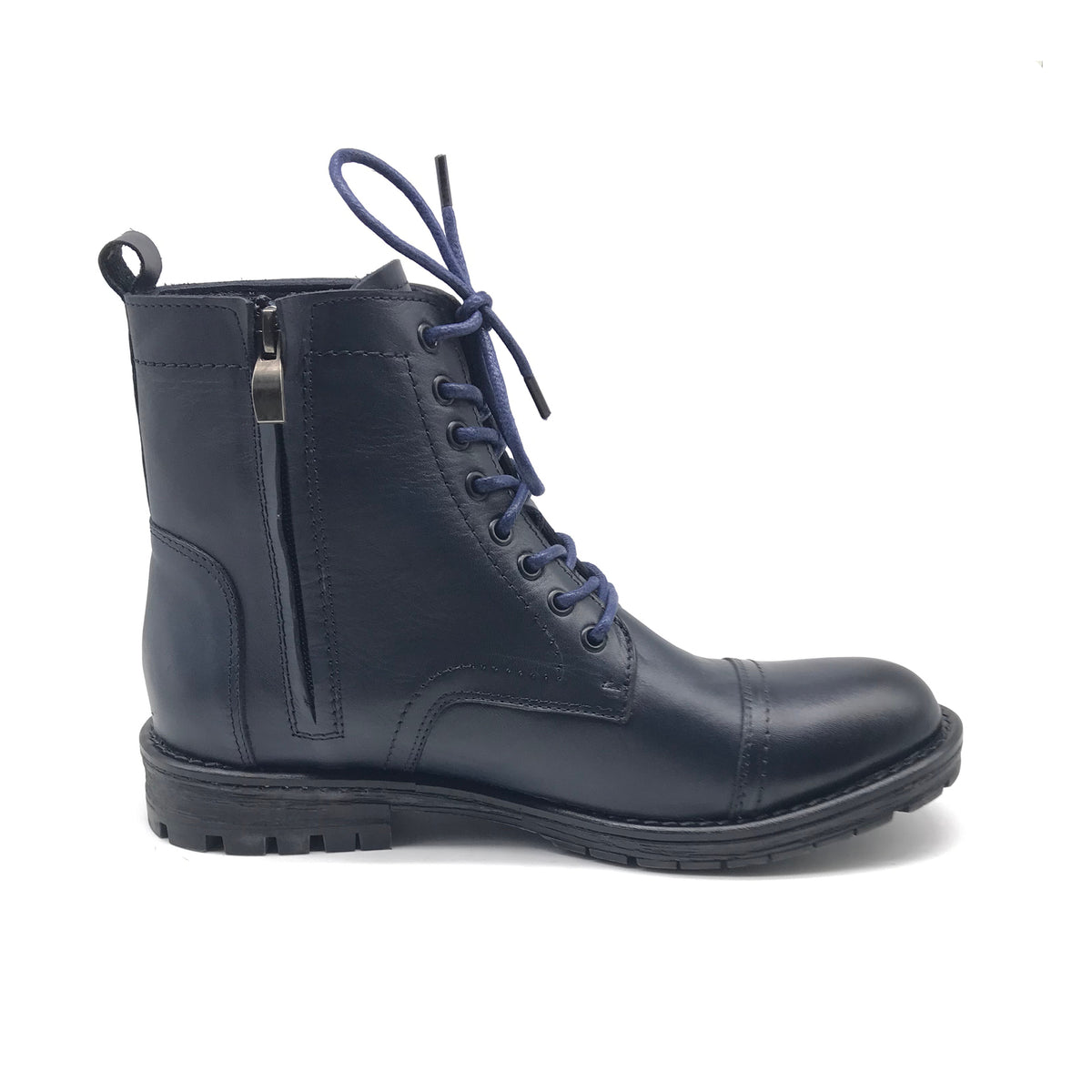 Ref: 409 Bottine en Cuir Bleu SOLD - Shopilo Shoes
