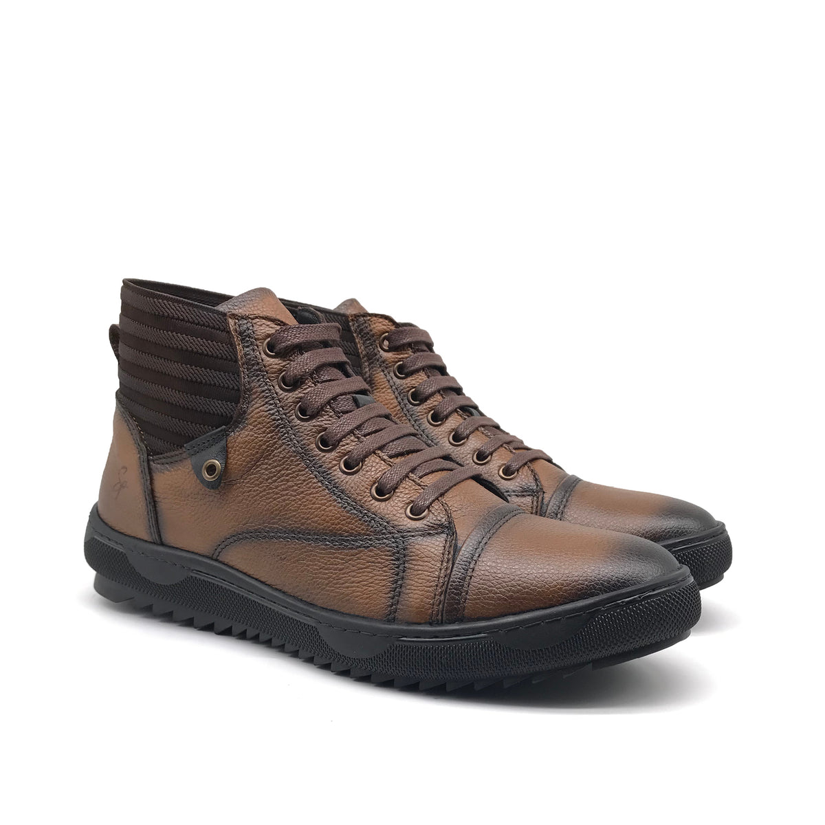Ref: 358 Bottine en Cuir Marron Clair - Shopilo Shoes