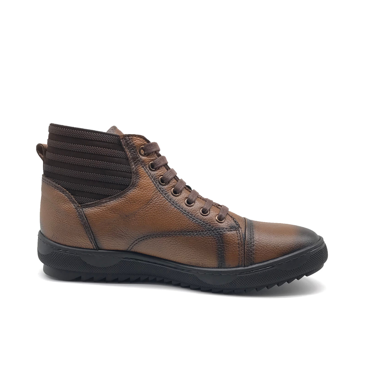 Ref: 358 Bottine en Cuir Marron Clair - Shopilo Shoes