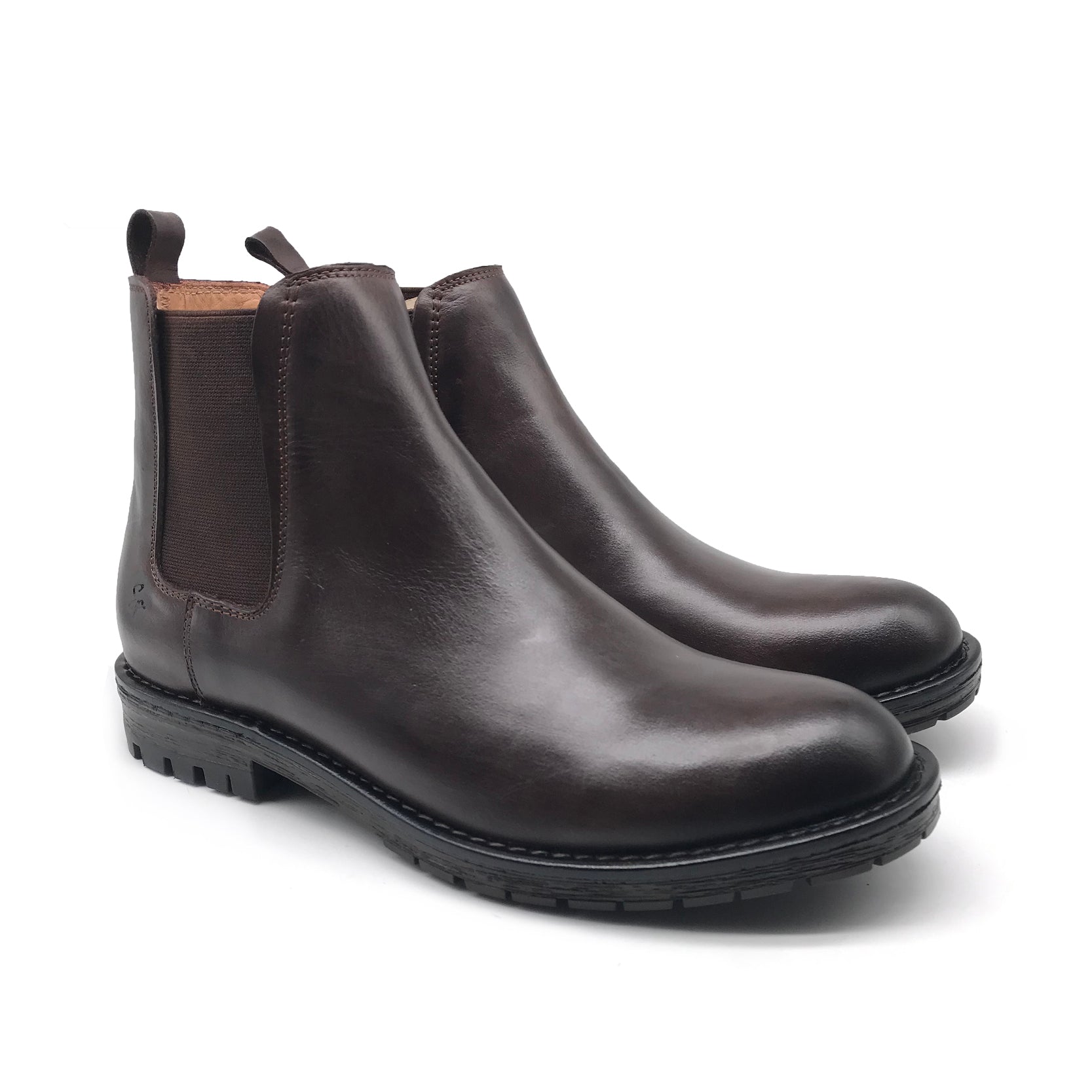 Ref: 402 Bottine en Cuir Marron Foncé PR23 - Shopilo Shoes