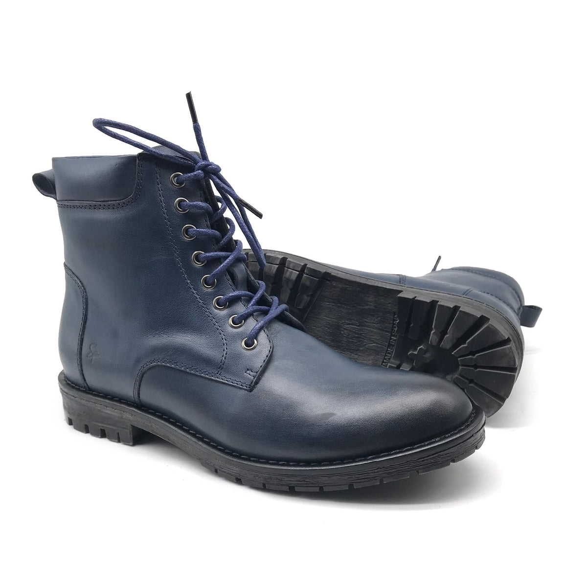 Ref: 409 Bottine en Cuir Bleu SOLD - Shopilo Shoes