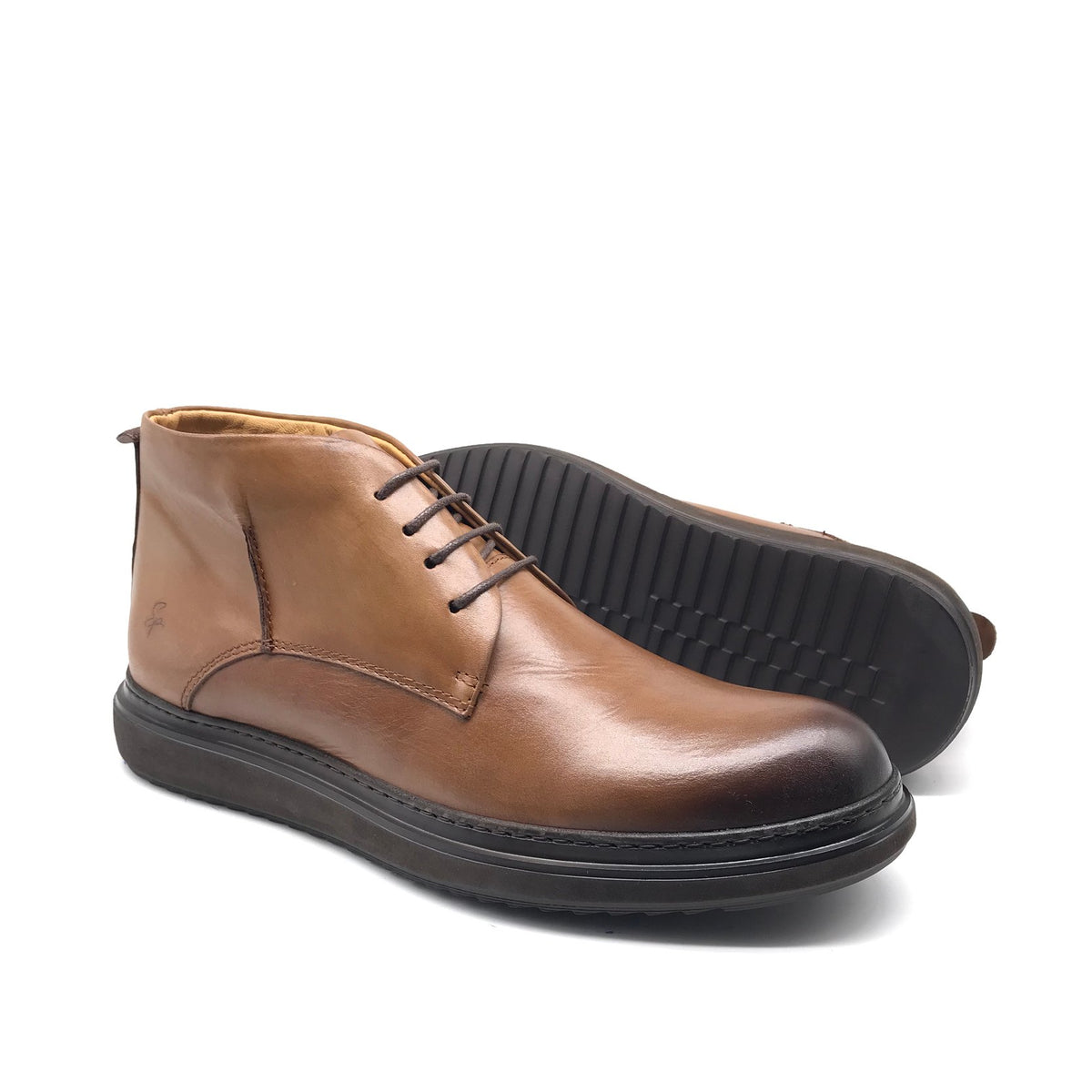 Ref: 6045 Bottine en Cuir Marron Clair - Shopilo Shoes