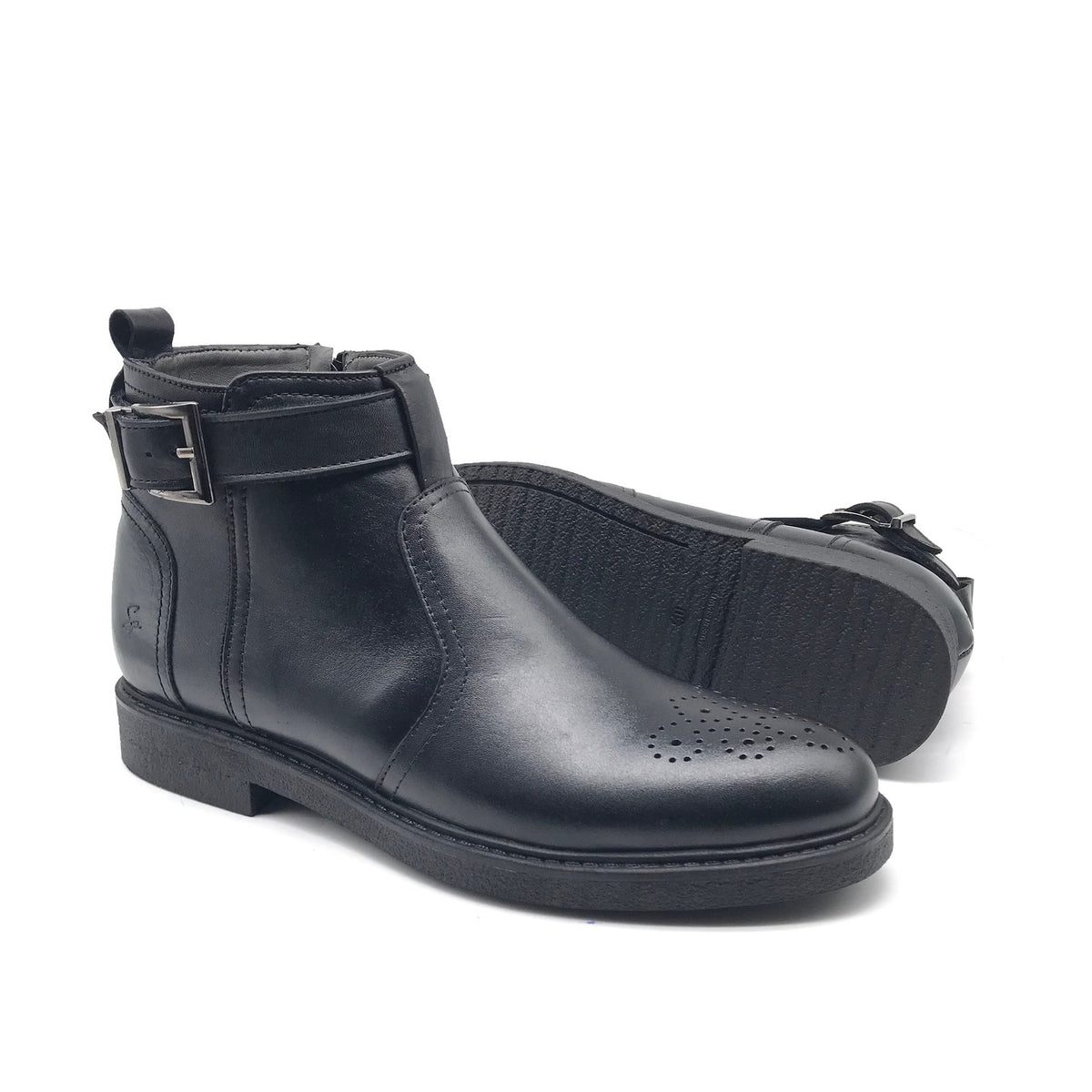 Ref: 6057 Bottine en Cuir Noir pr23 - Shopilo Shoes