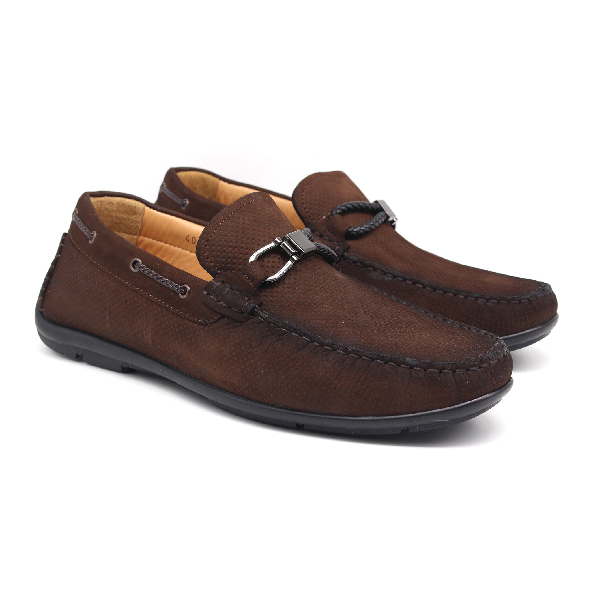 MOCASSIN EN CUIR REF 1828 MARRON FONCE AR