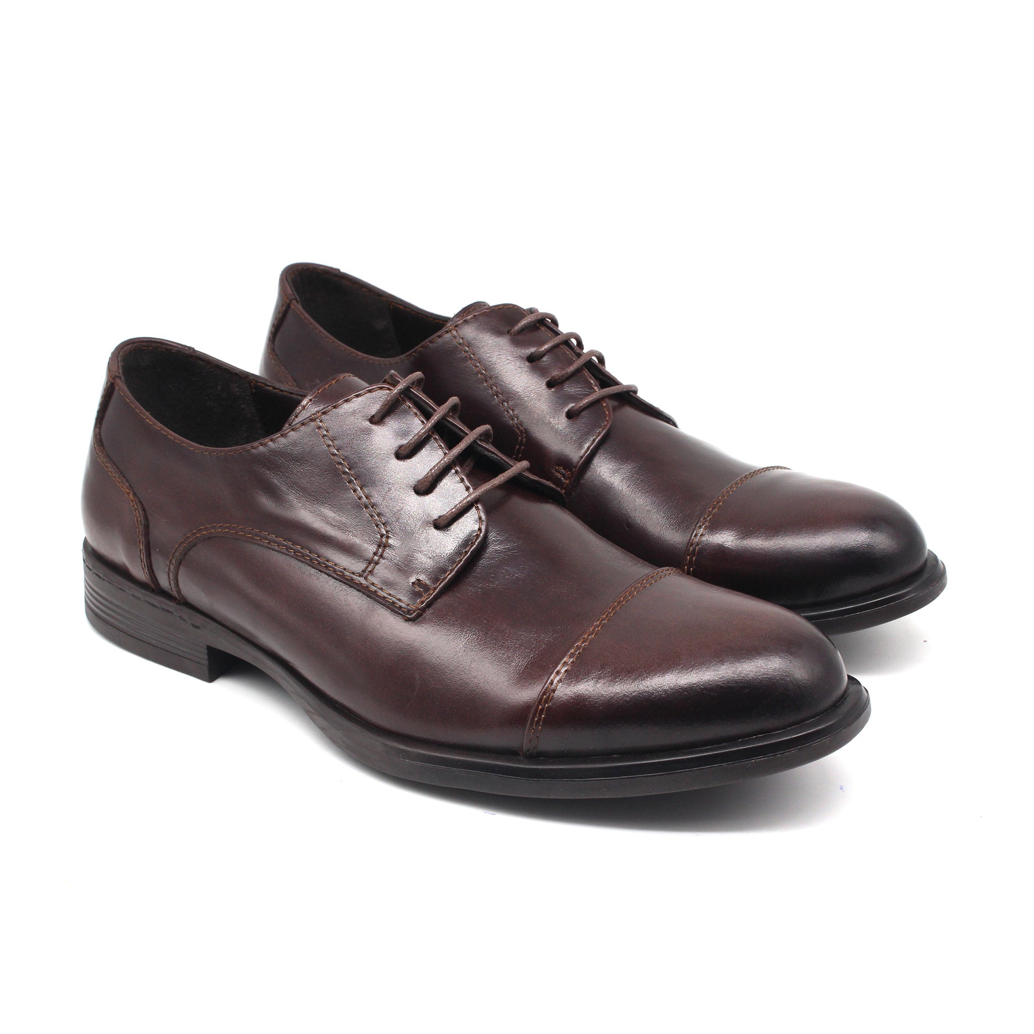 REF: 1010 CHAUSSURE CLASS EN CUIR MARRON FONCE