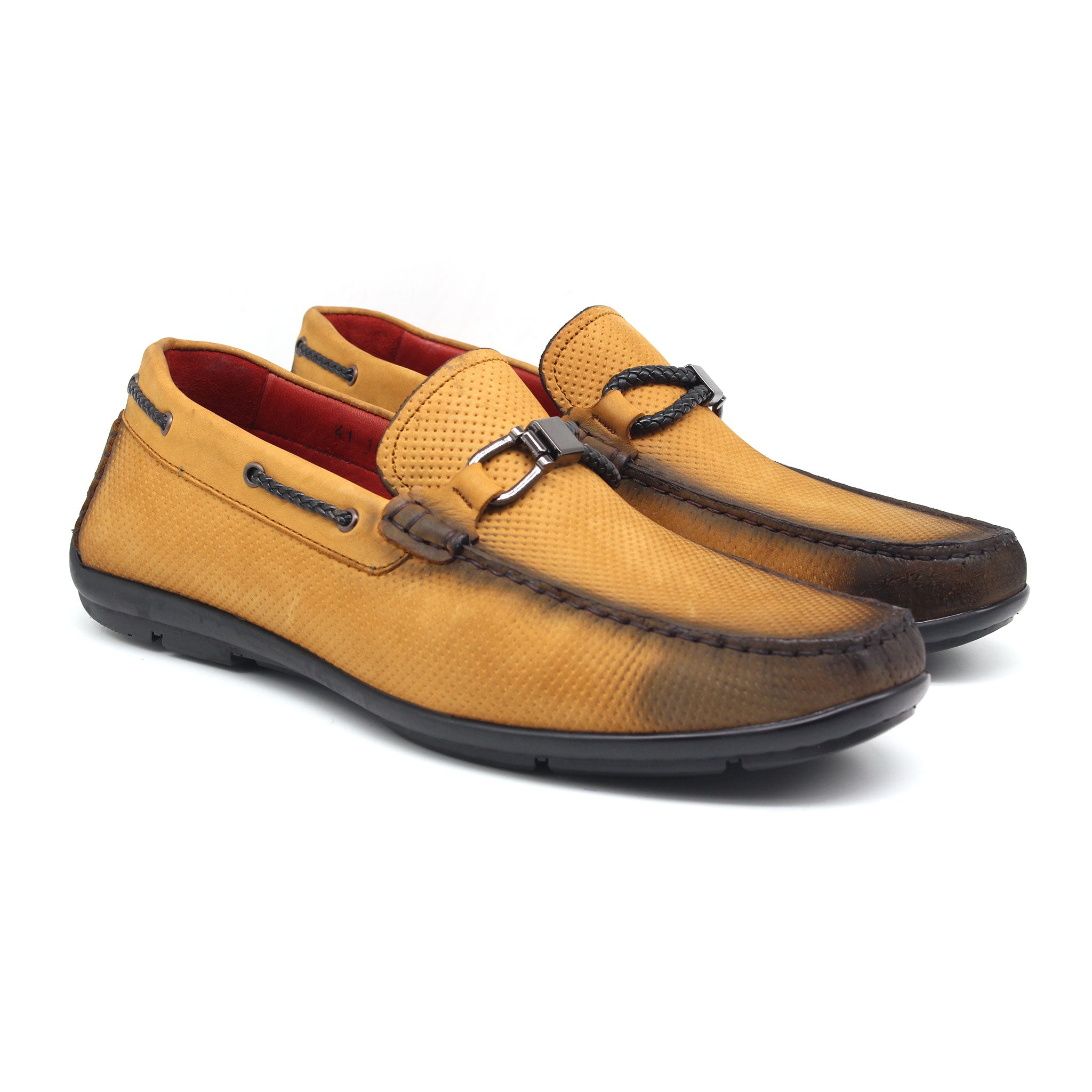 MOCASSIN EN CUIR REF 1828 MARRON JAUNE AR