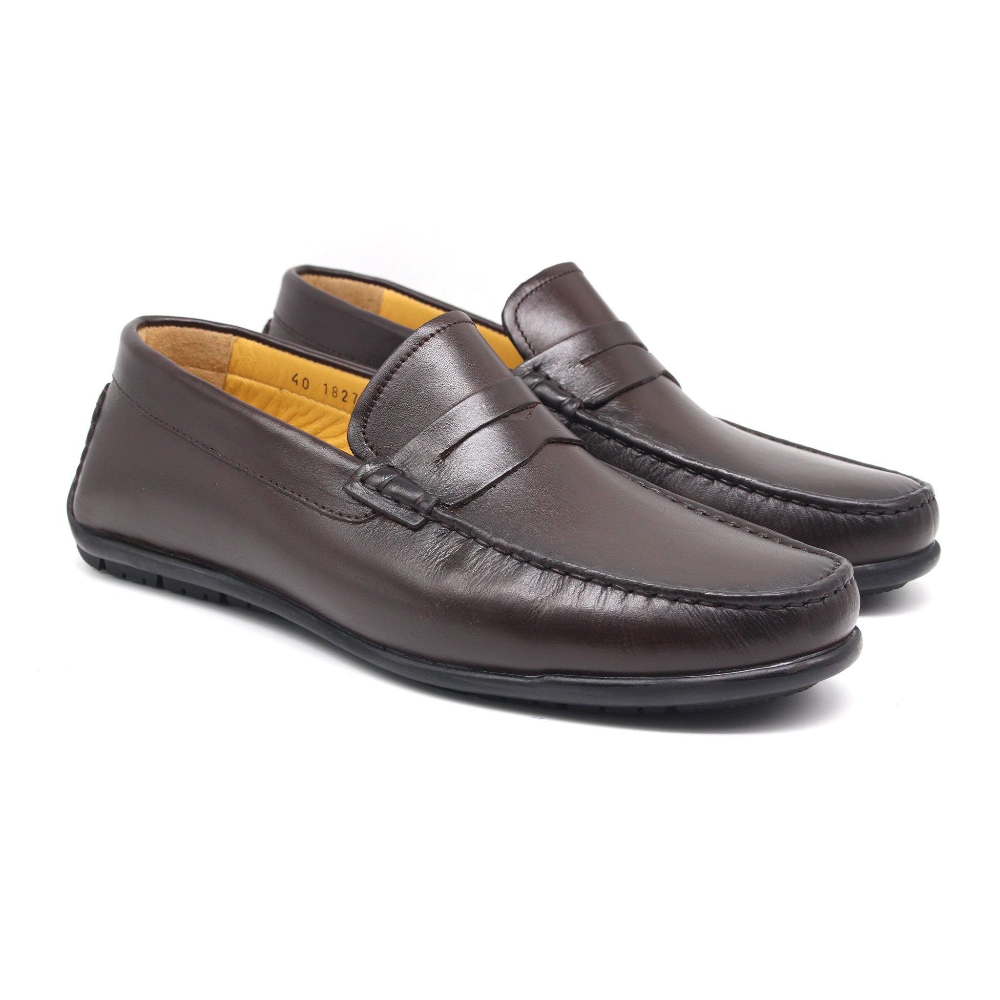 MOCASSIN EN CUIR REF 1827 MARRON FONCE AR