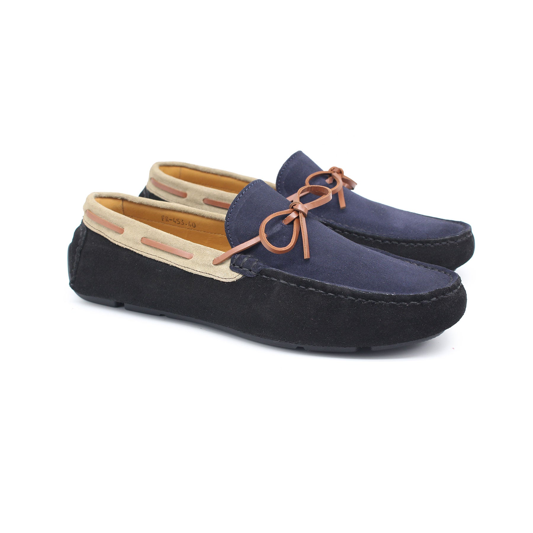 Mocassin en Cuir Ref : 453 Bleu Daim