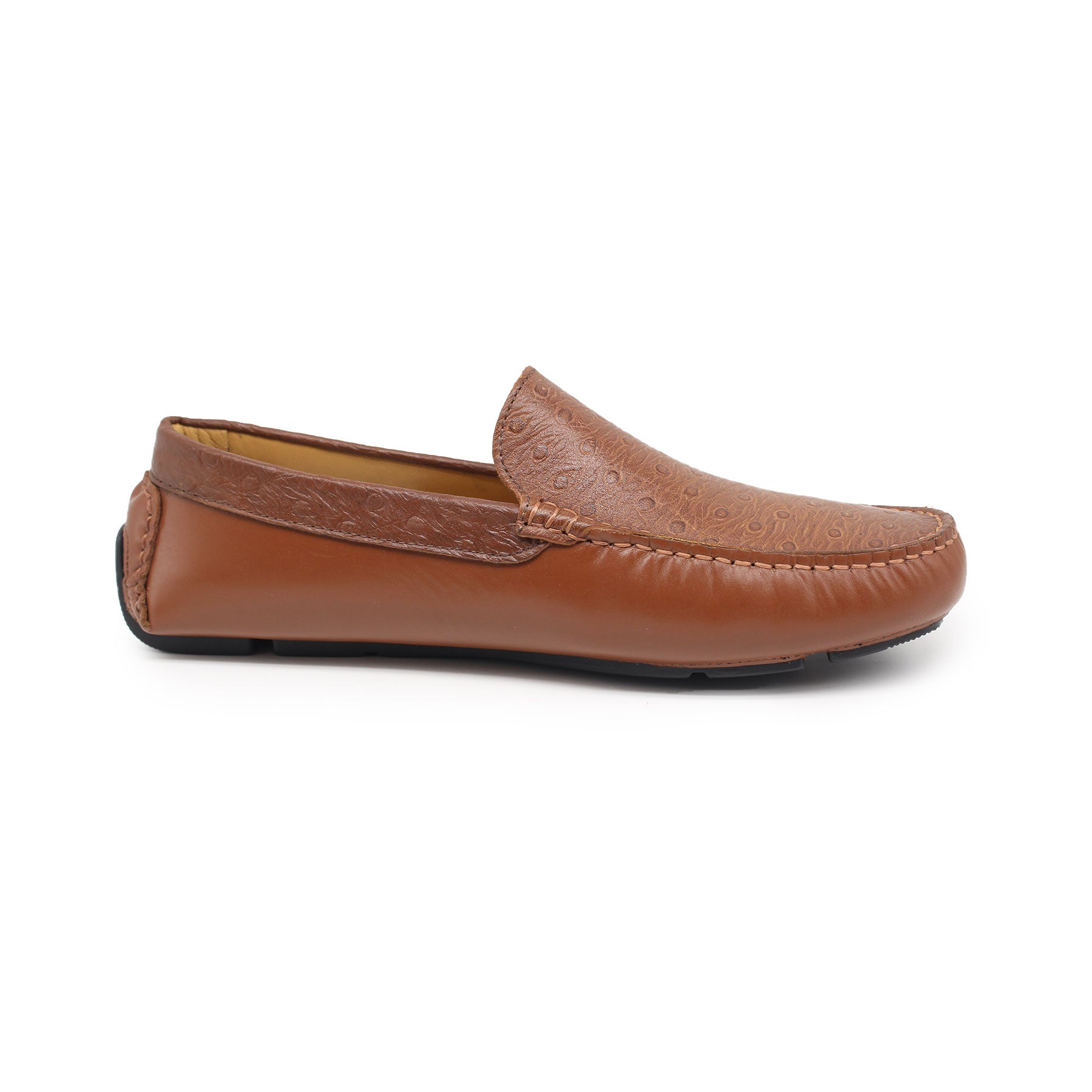 Mocassin en Cuir Ref : 450Marron Clair Autruche