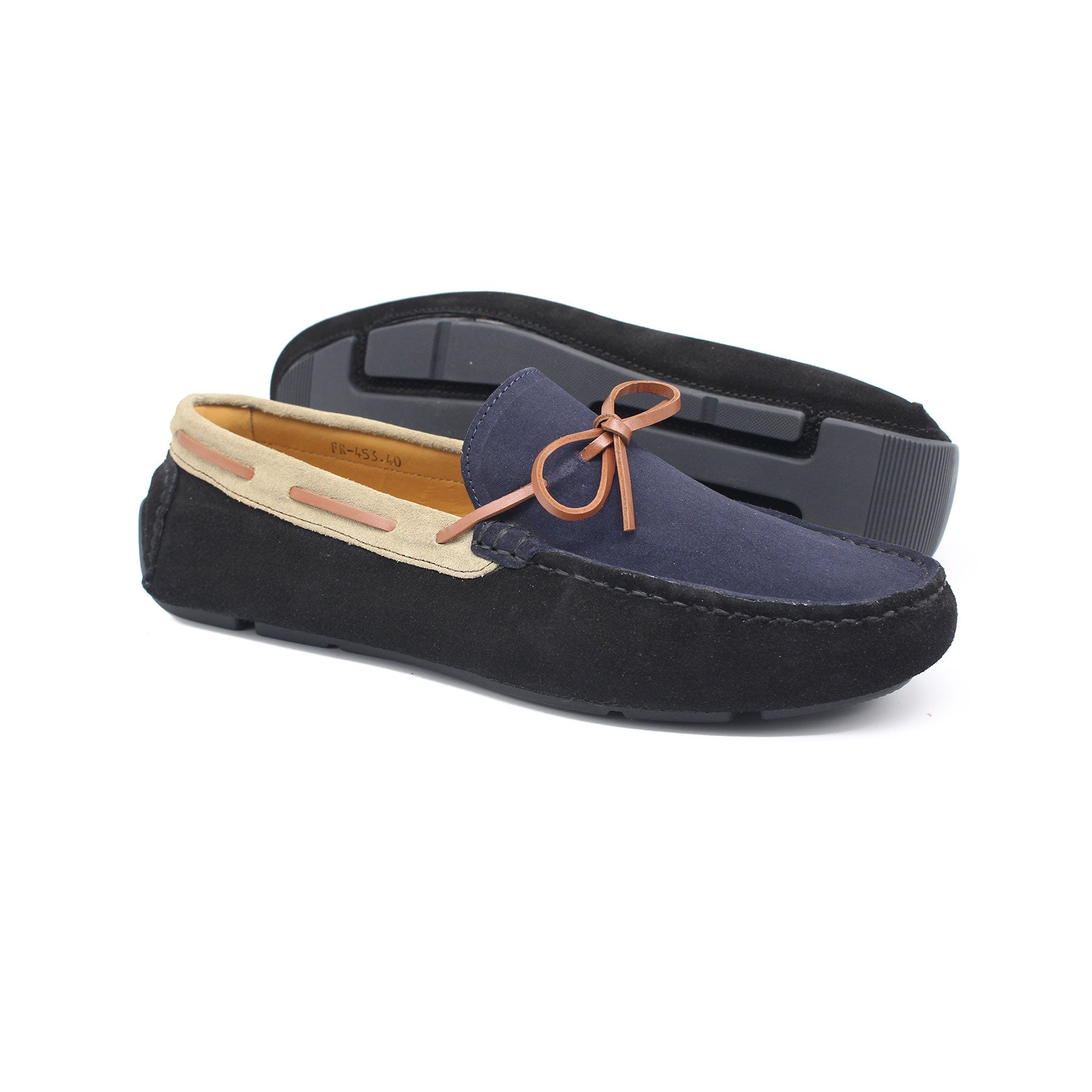 Mocassin en Cuir Ref : 453 Bleu Daim