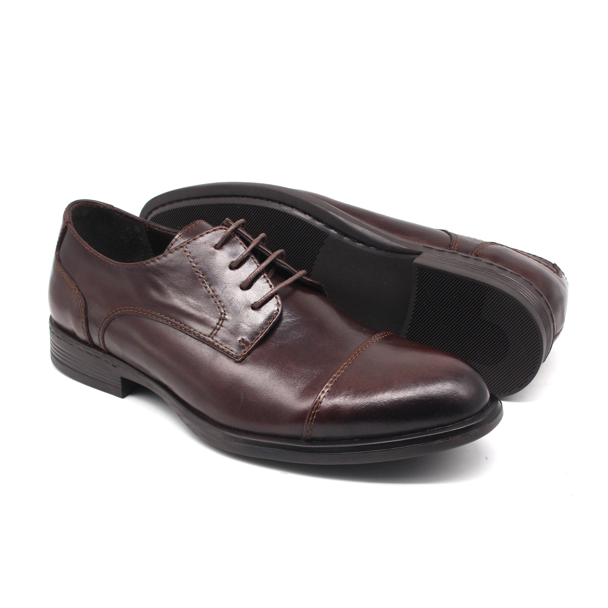 REF: 1010 CHAUSSURE CLASS EN CUIR MARRON FONCE
