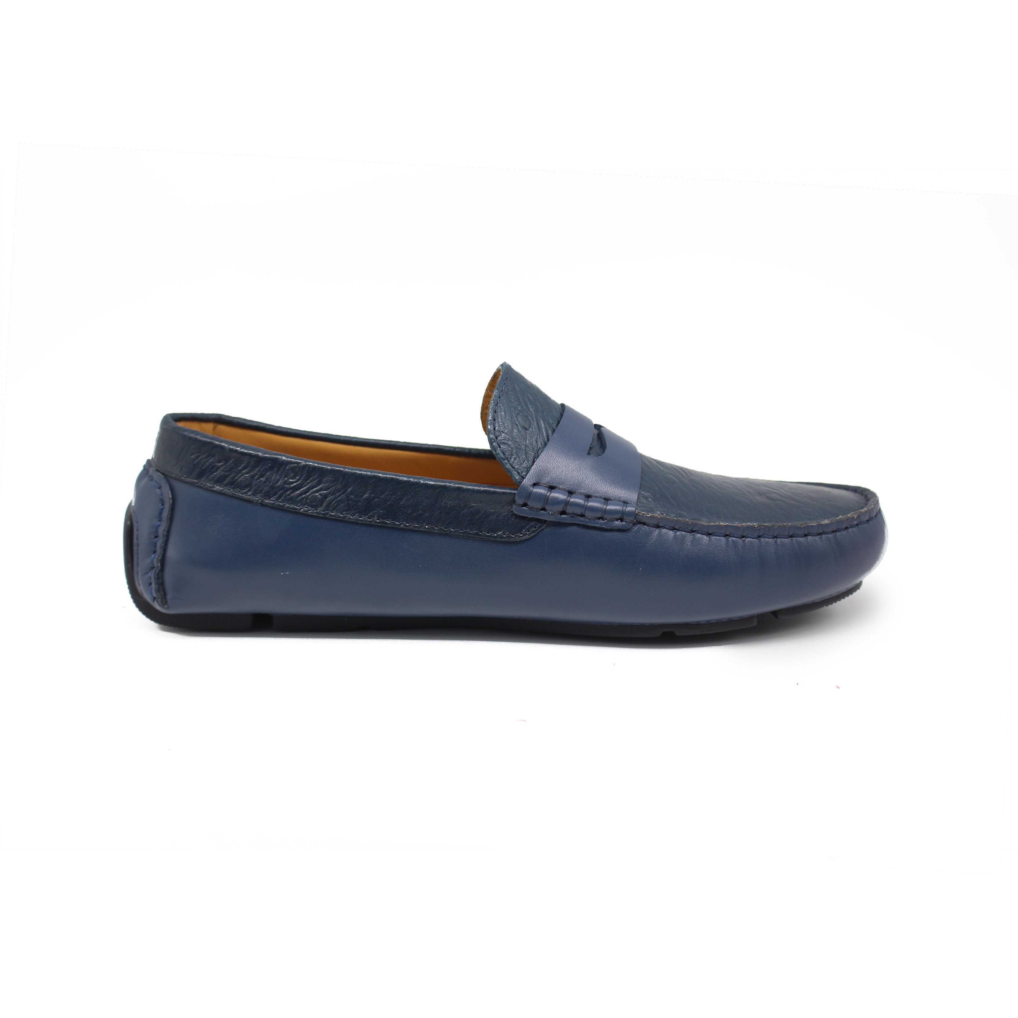 Mocassin en Cuir Ref : 455 Bleu Autruche