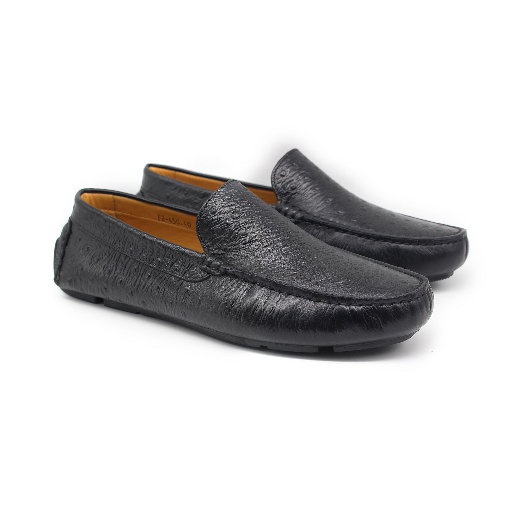 Mocassin en Cuir Ref : 450 Noir Autruche