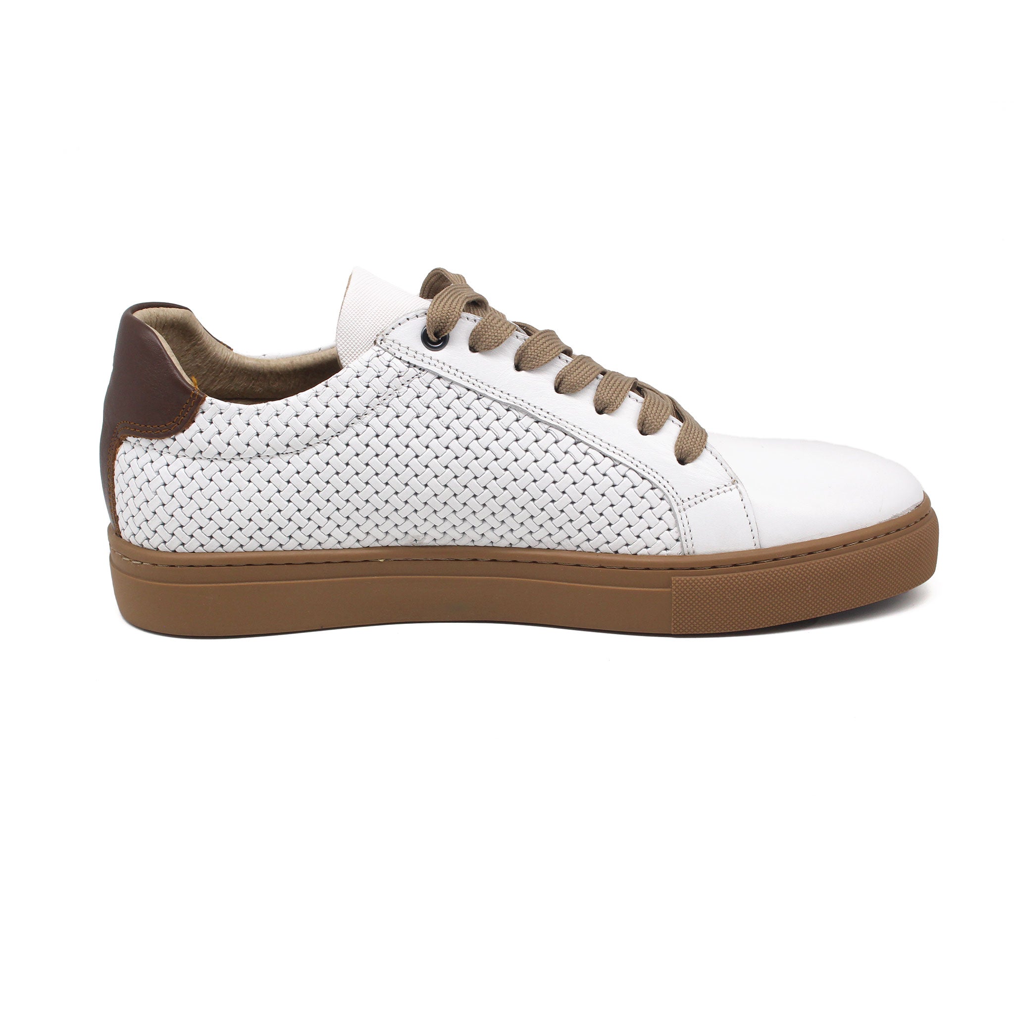 REF: 1528 BASKET EN CUIR BLANC - T