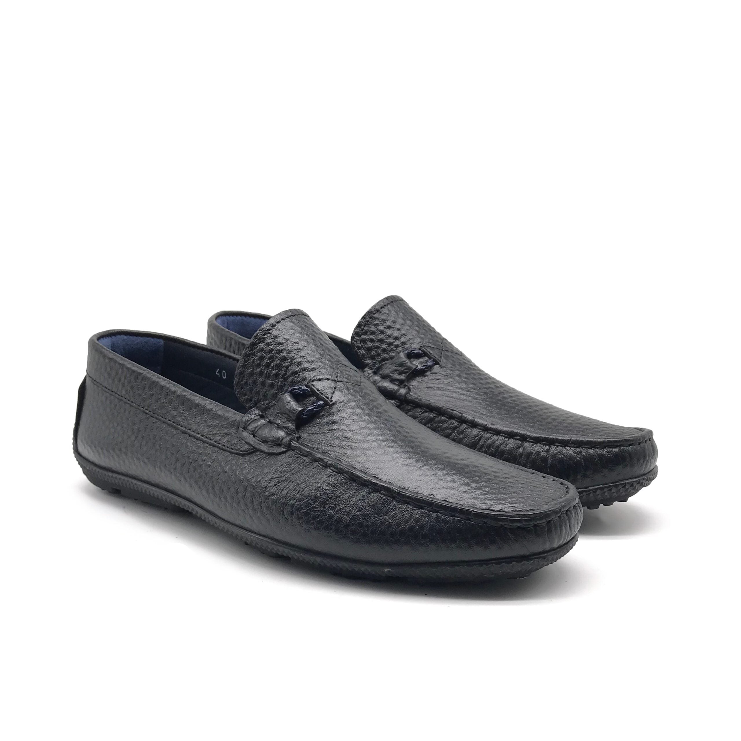 MO1752 Mocassin en Cuir Bleu - Shopilo Shoes