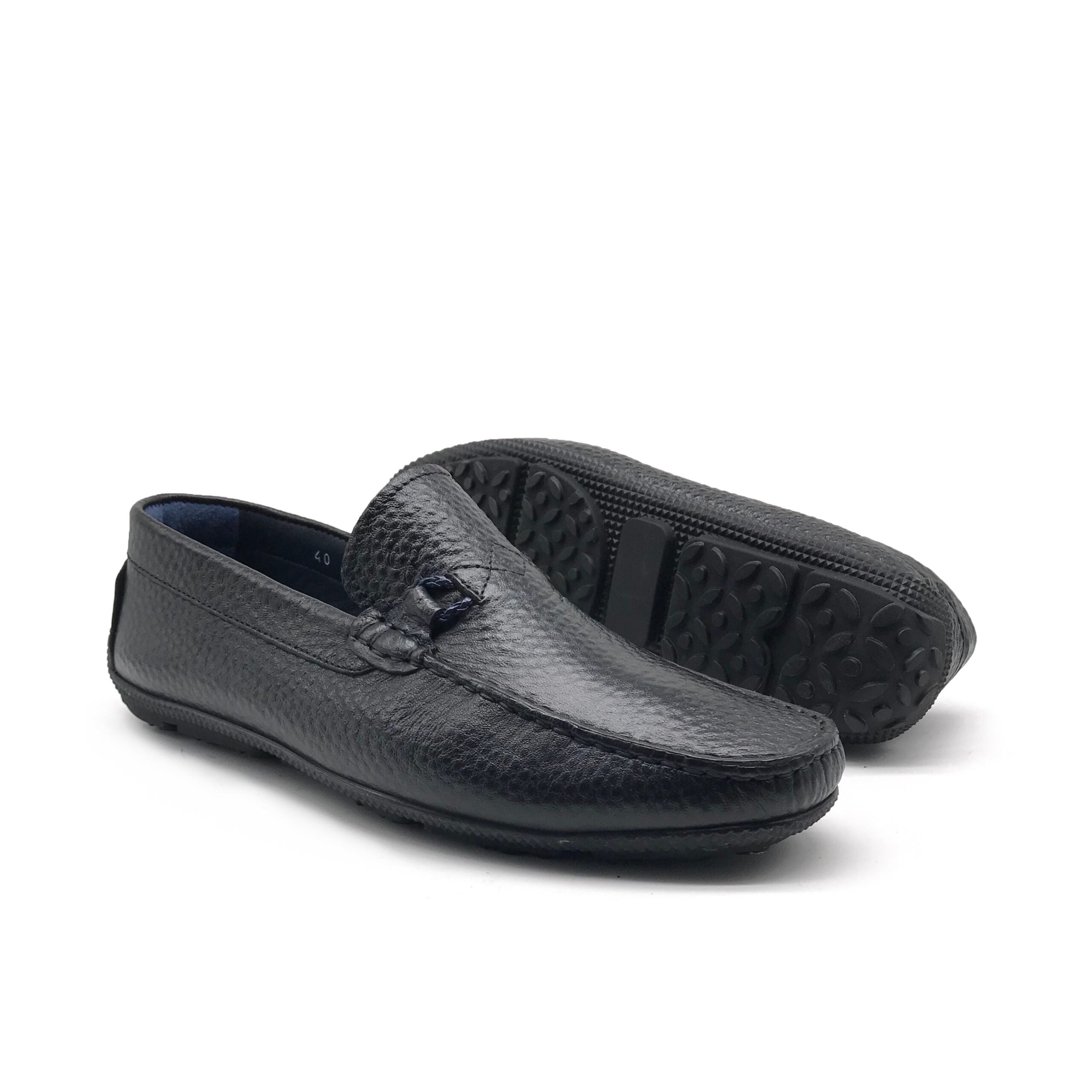 MO1752 Mocassin en Cuir Bleu - Shopilo Shoes