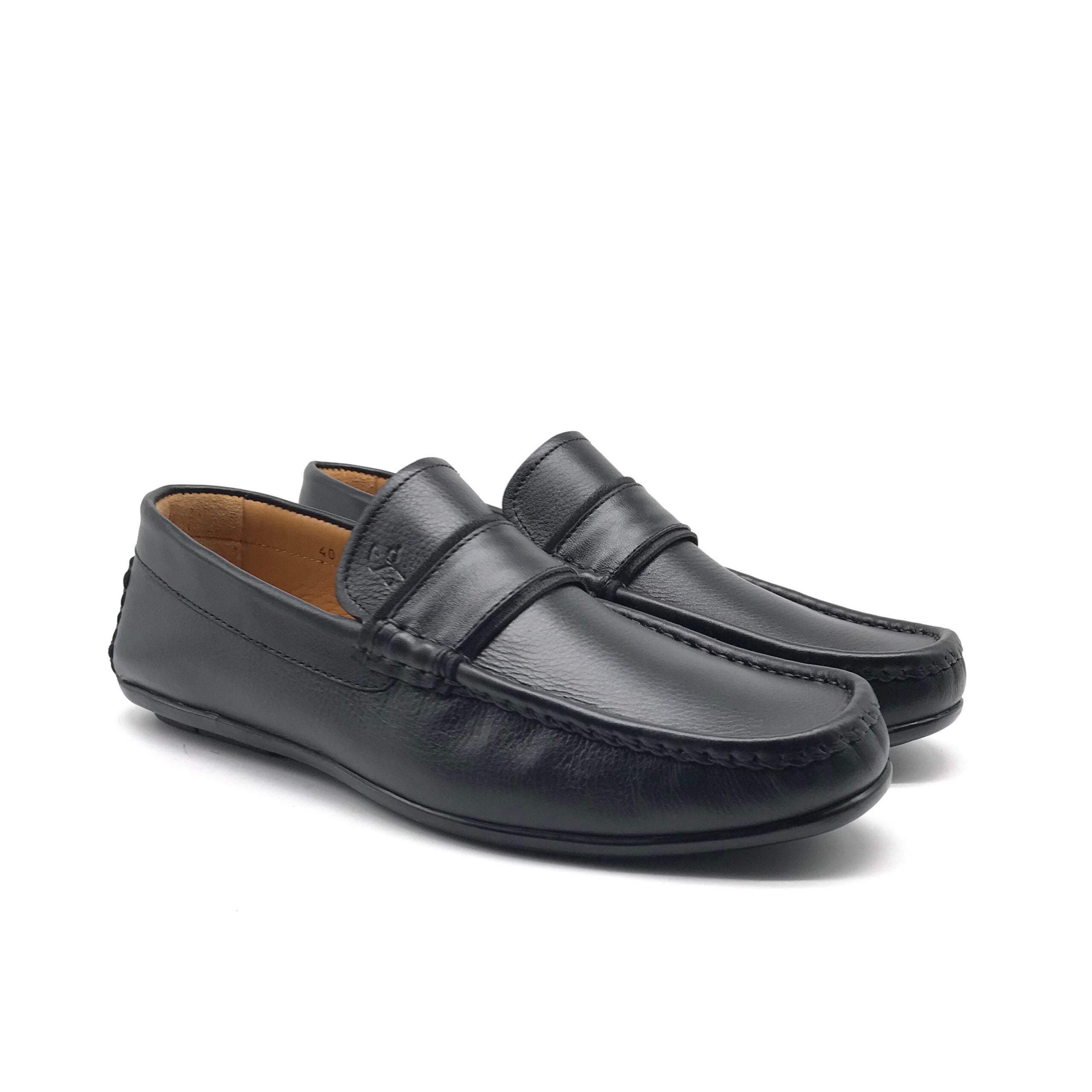MO1746 Mocassin en Cuir Noir - Shopilo Shoes