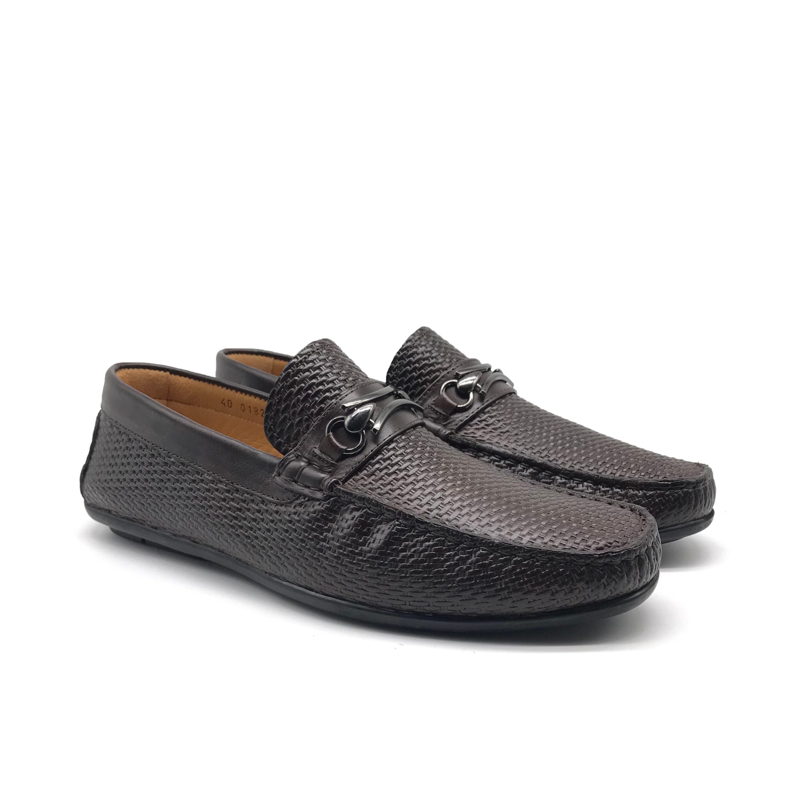 MO1823 Mocassin en Cuir Marron Foncé - Shopilo Shoes