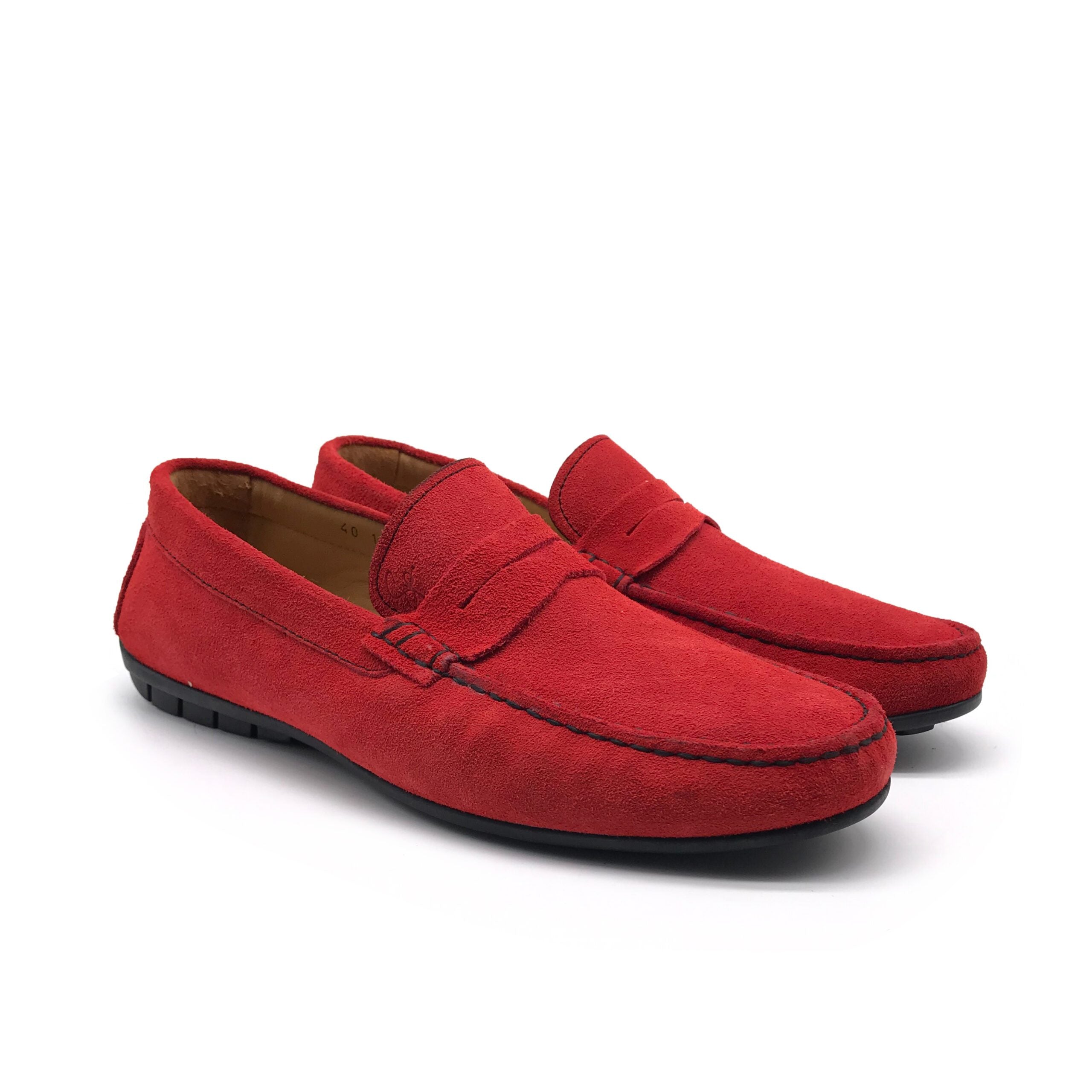 1051 Mocassin en Cuir Daim Bordeaux - Shopilo Shoes