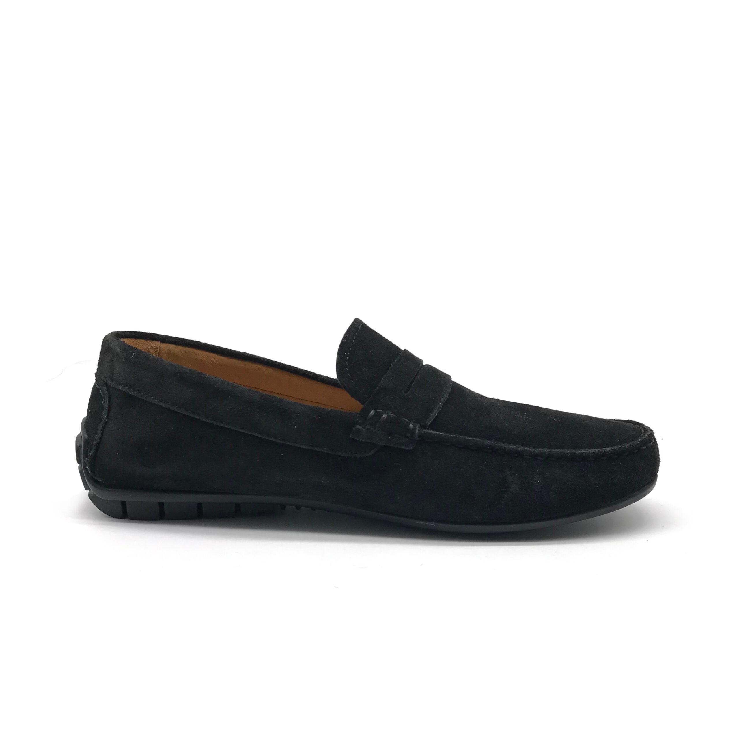 1051 Mocassin en Cuir Daim Noir - Shopilo Shoes