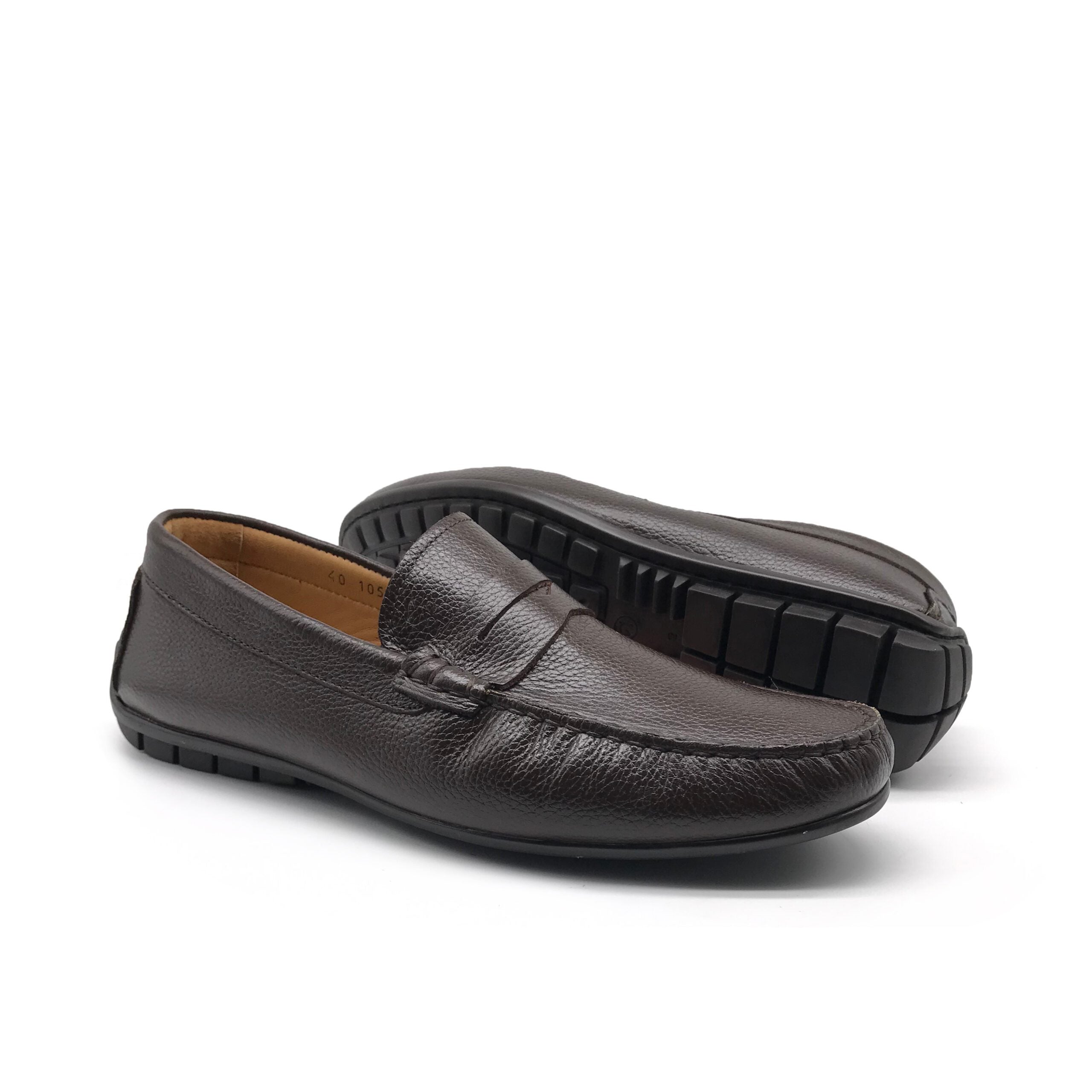 1051 Mocassin en Cuir Marron Foncé - Shopilo Shoes