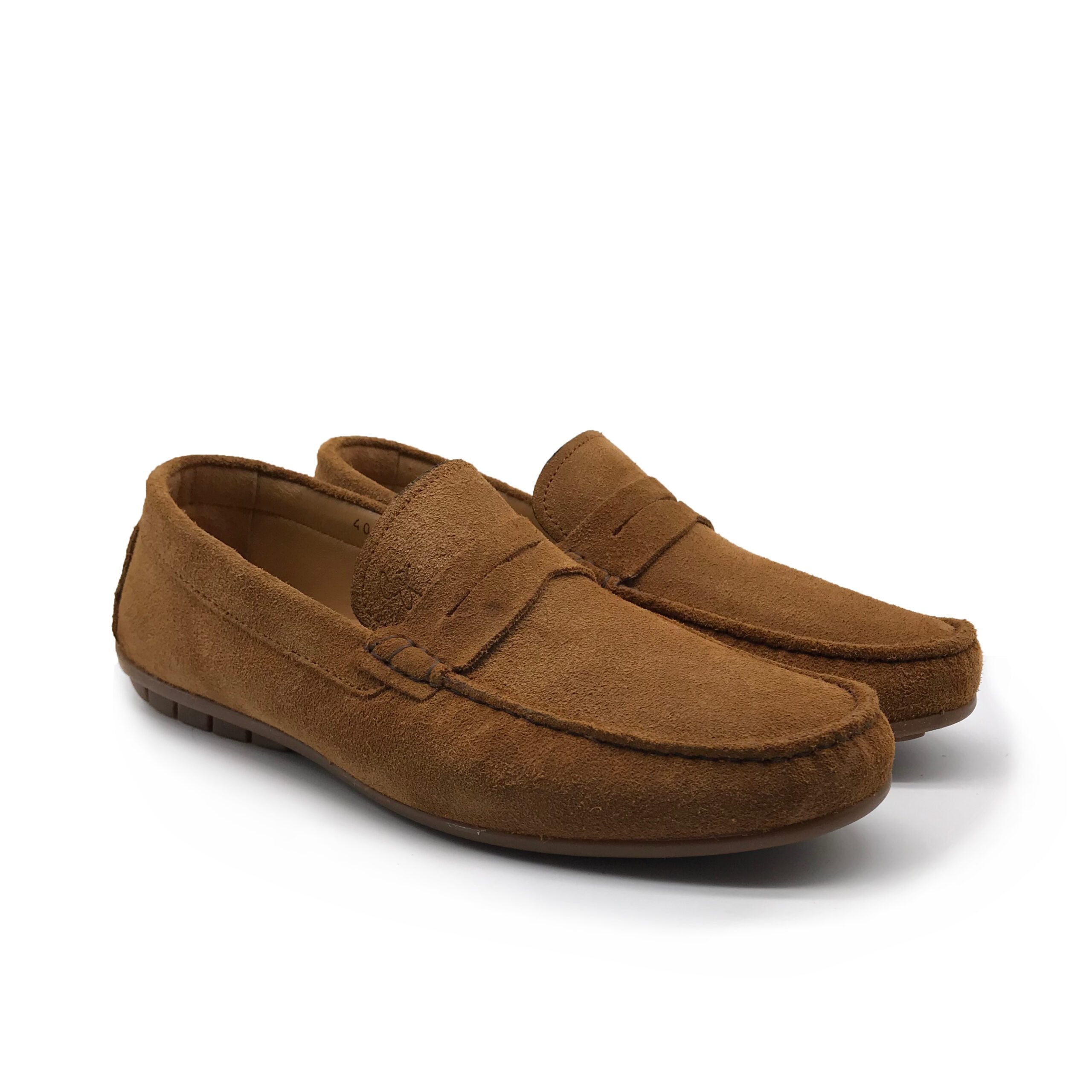 1051 Mocassin en Cuir Daim Marron Claire - Shopilo Shoes