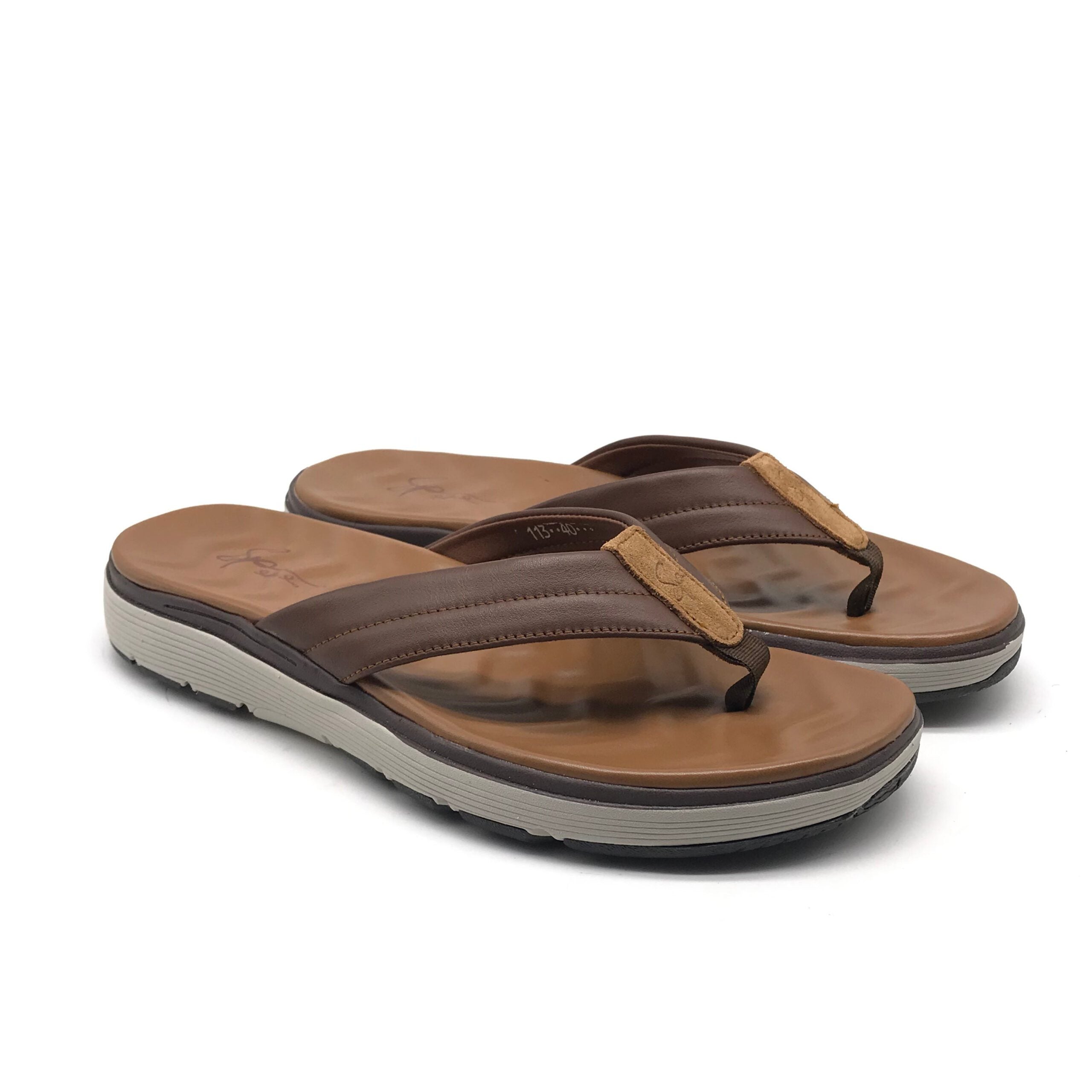 113 Sandale en Cuir 1ère Qualité Marron Clair