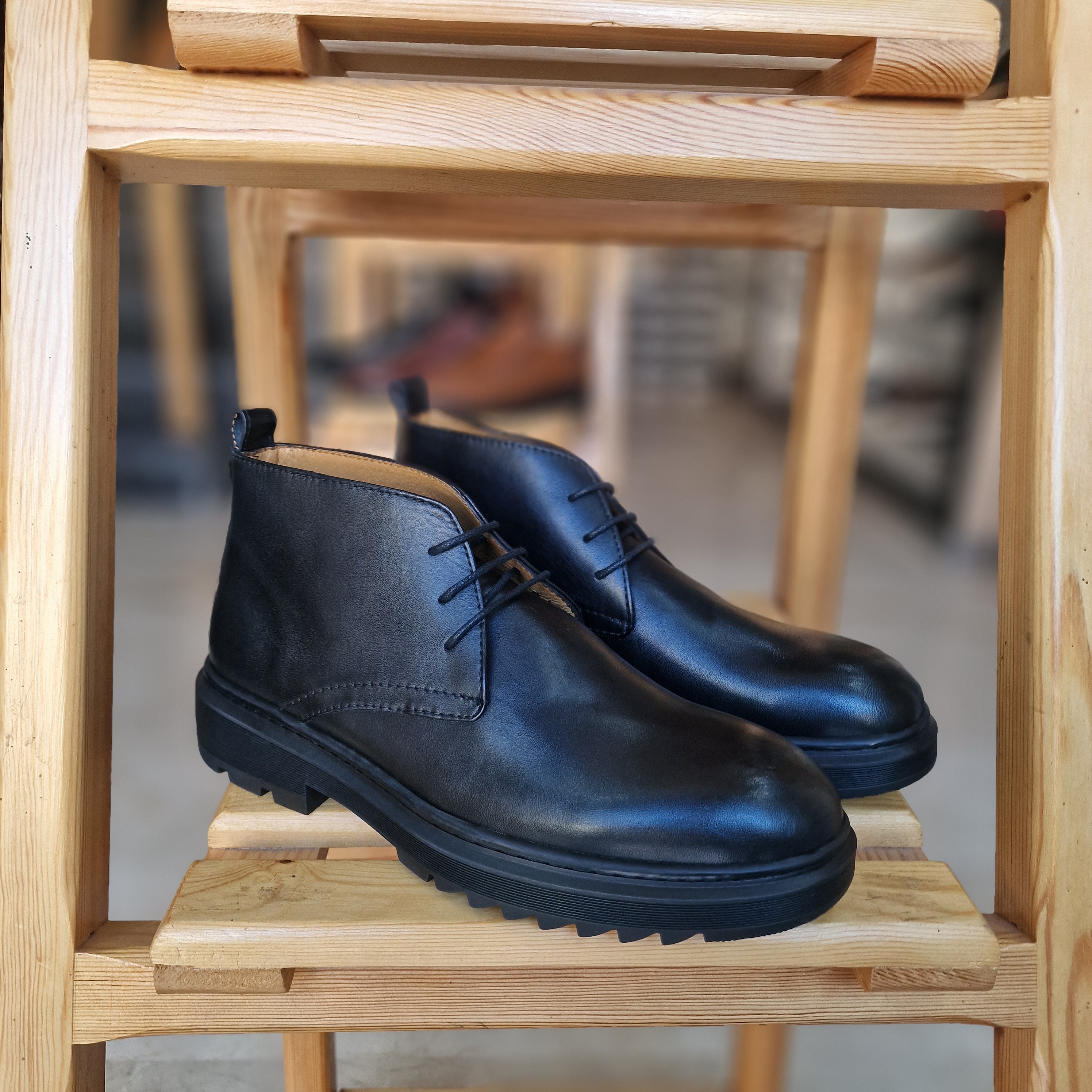 Ref: 004 Bottine en Cuir NOIR FR JTD