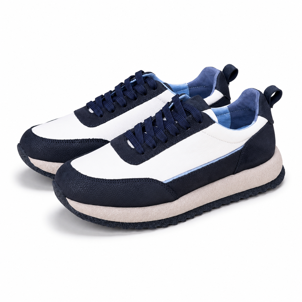 basket en cuir 0061 Bleu