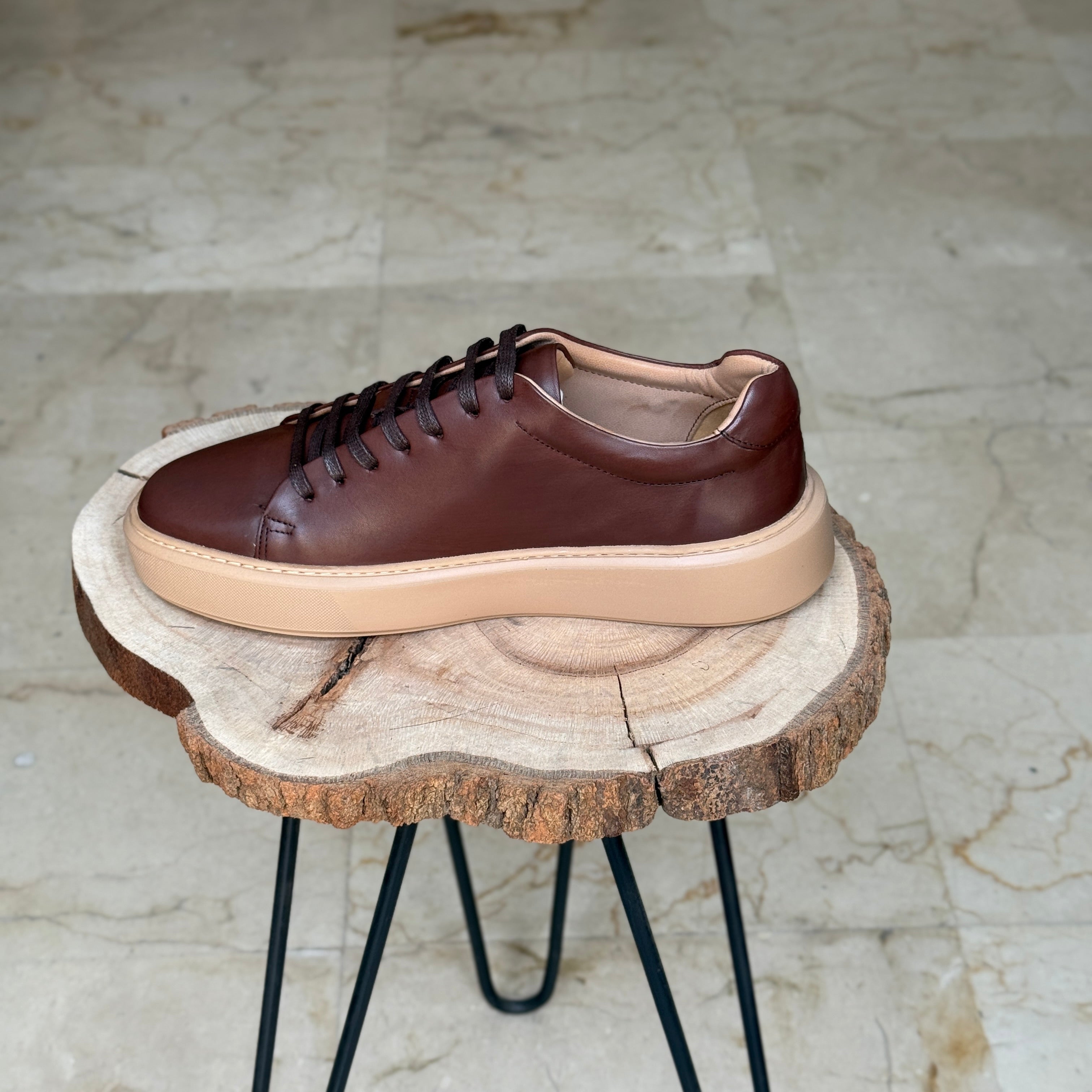 BASKET EN CUIR  L’ALLURE 719 MARRON