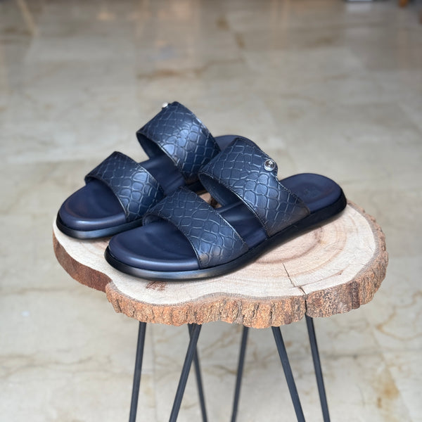 SANDALE EN CUIR RSE122 BLEU