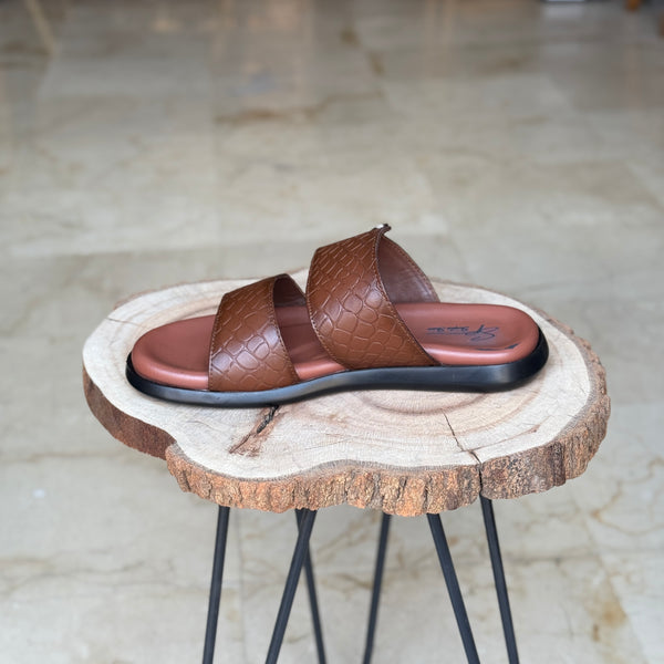 SANDALE EN CUIR RSE122 TABA