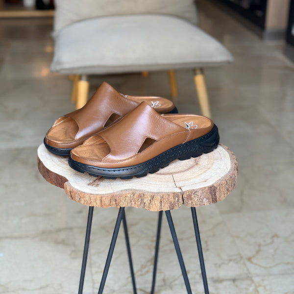 SANDALE EN CUIR ANS 411 TABA