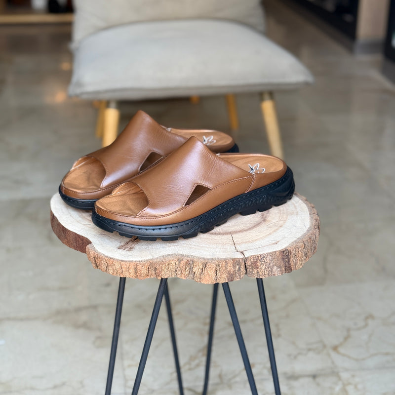 SANDALE EN CUIR ANS 411 TABA