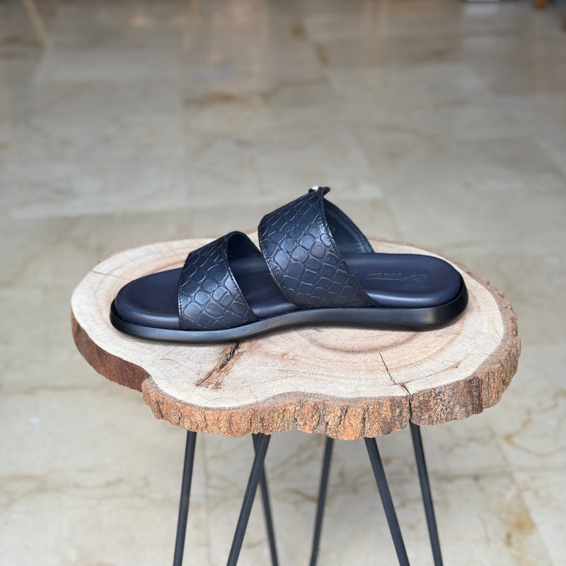 SANDALE EN CUIR RSE122 BLEU