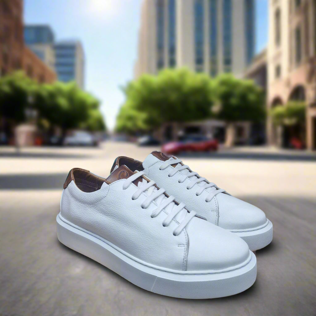 REF: 08 BASKET EN CUIR BLANC - S