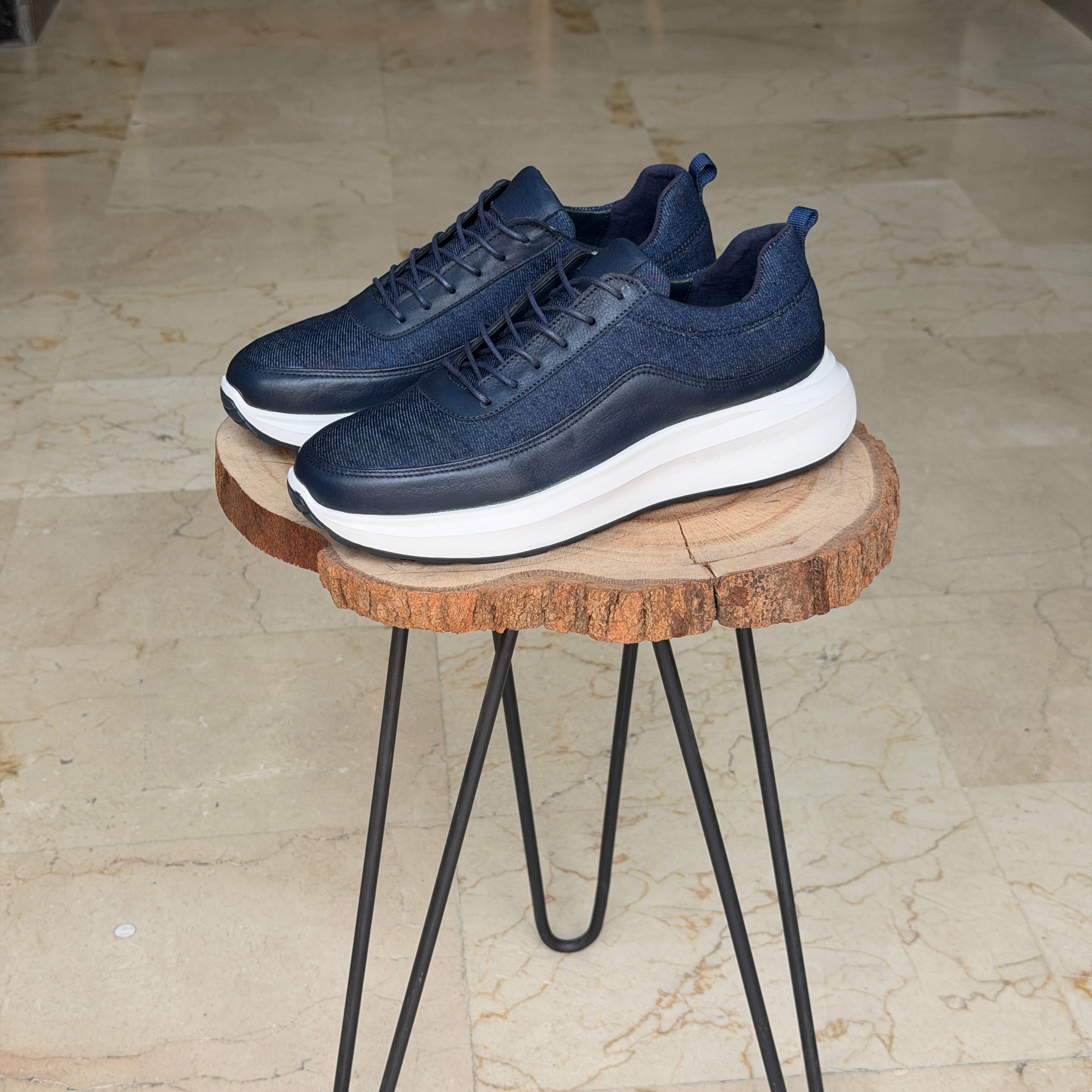 Basket en cuir ET jeans - 944 bleu