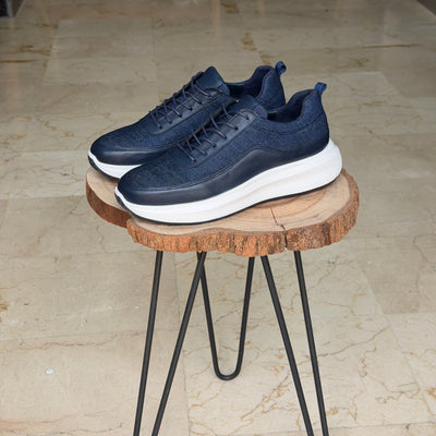 Basket en cuir ET jeans - 944 bleu