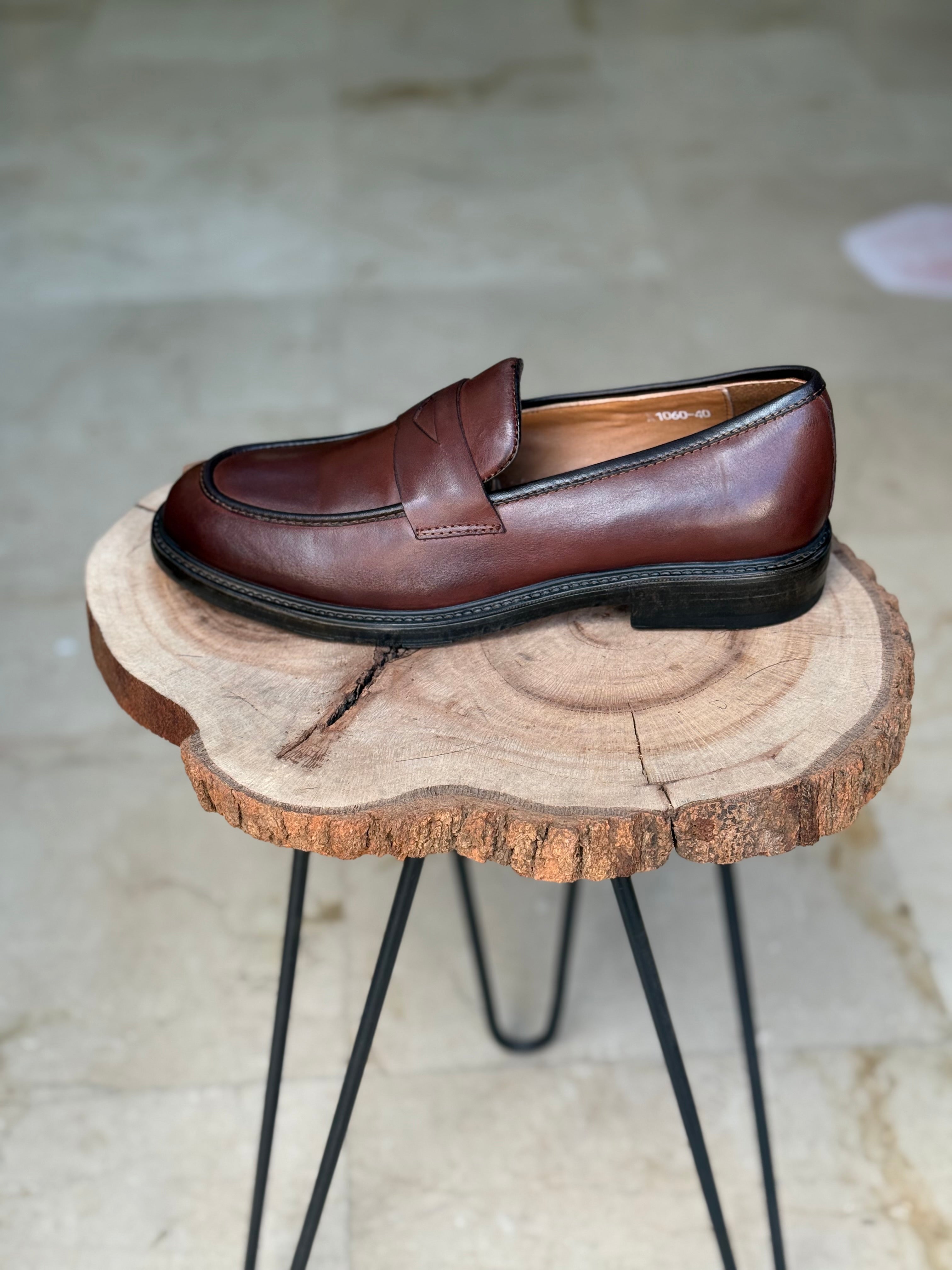 CHAUSSURES EN CUIR VÈRITABLES  REF: IT1060 MARRON FONCE - Shopilo Shoes