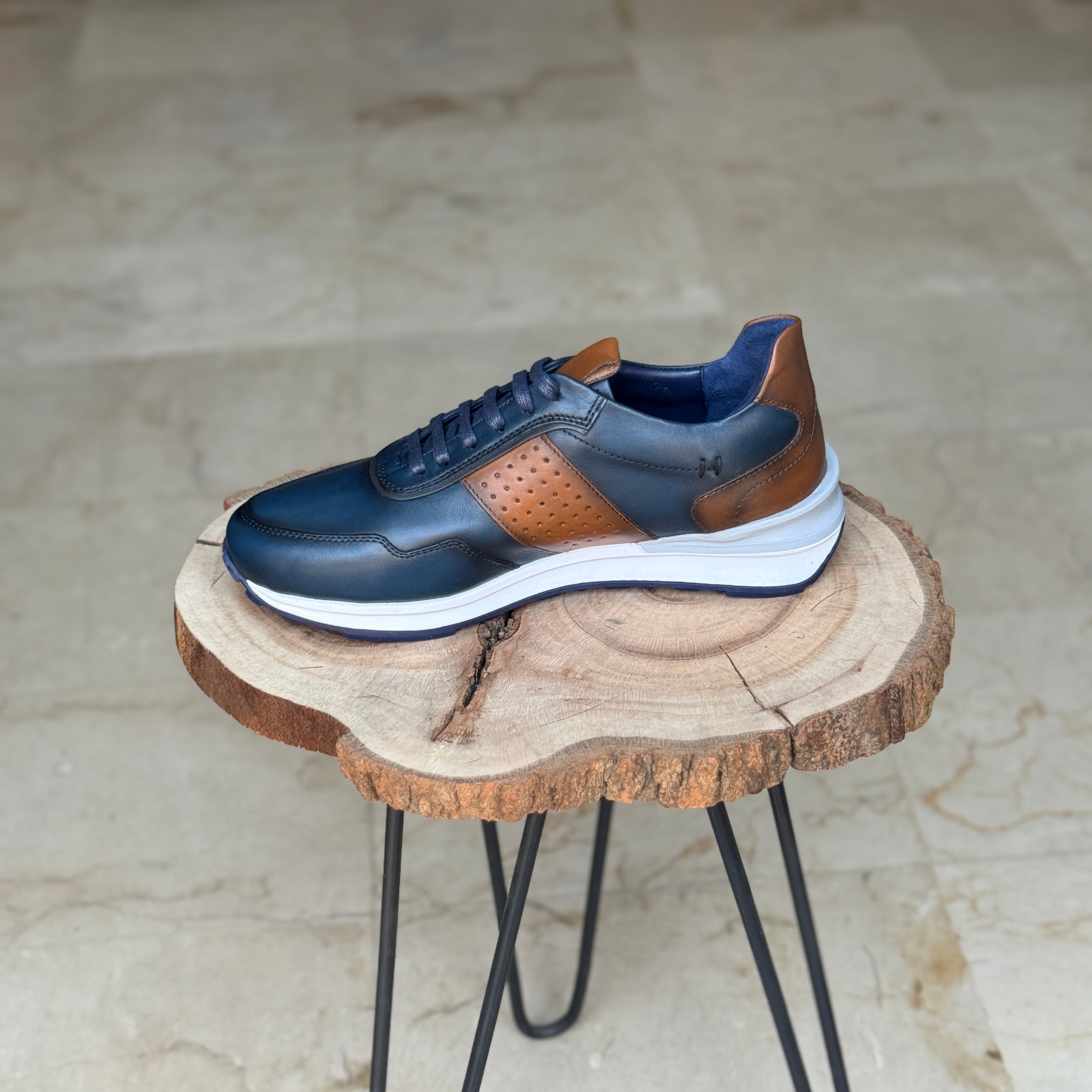BASKET EN CUIR RC 651 BLEU
