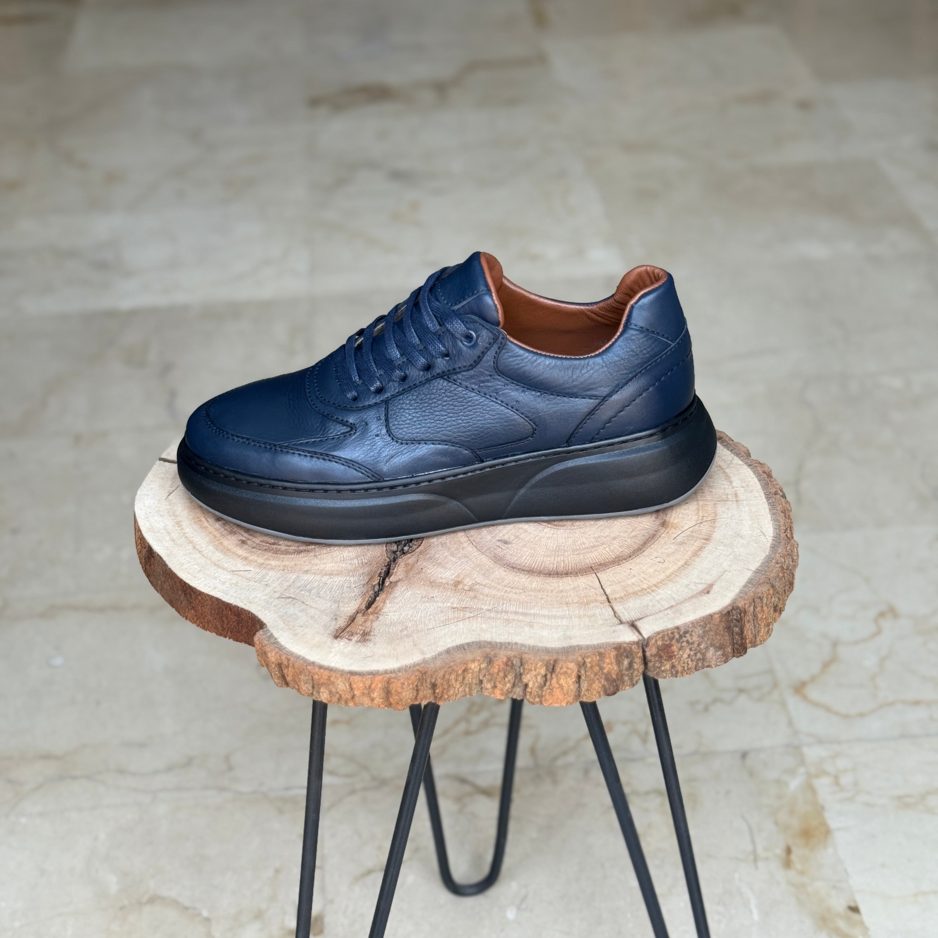 BASKET EN CUIR - 874 BLEU