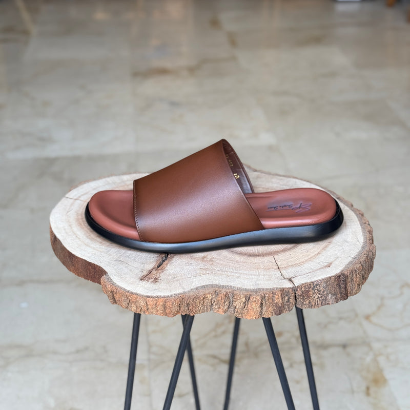 SANDALE EN CUIR RSE123 TABA