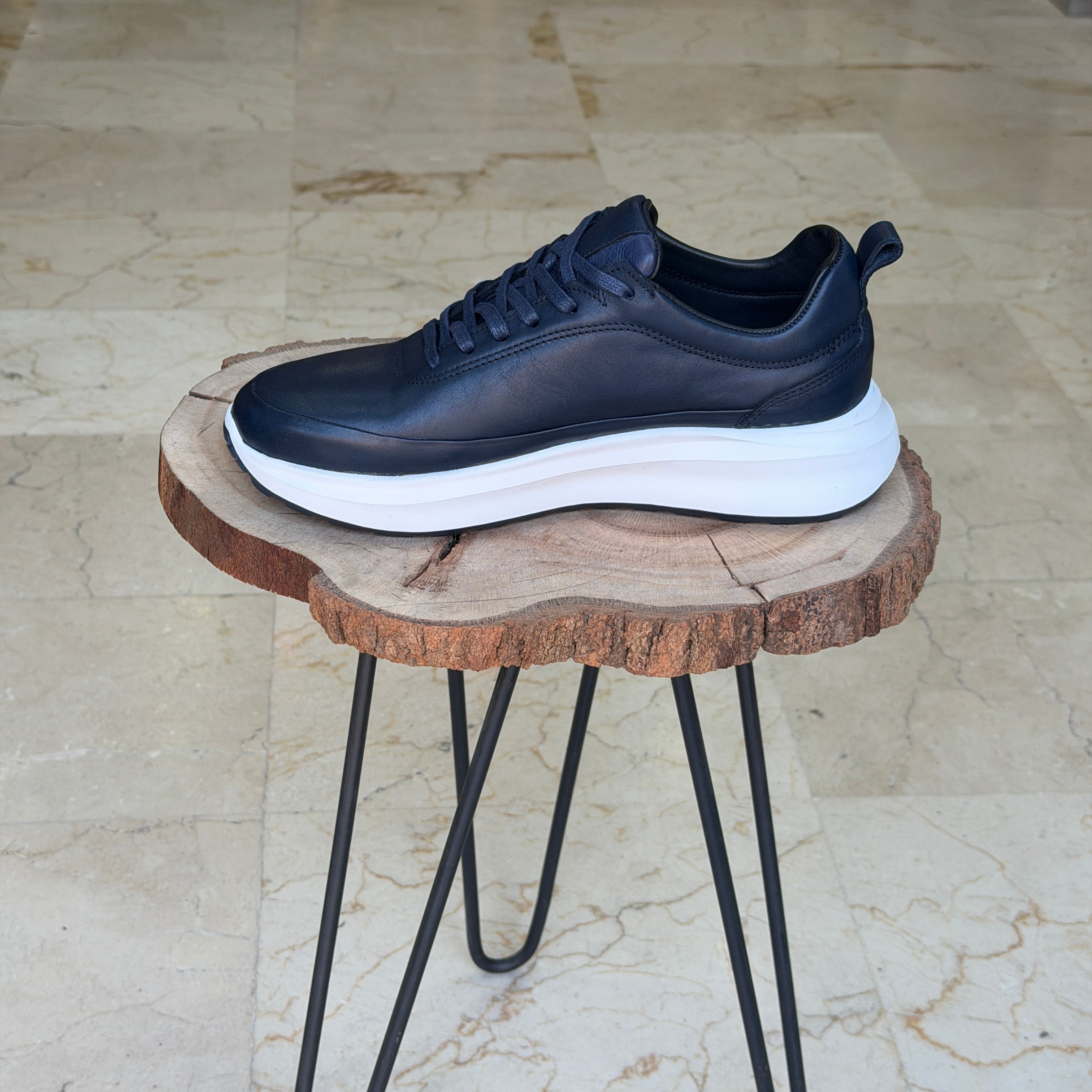 Basket en cuir - 934 BLEU