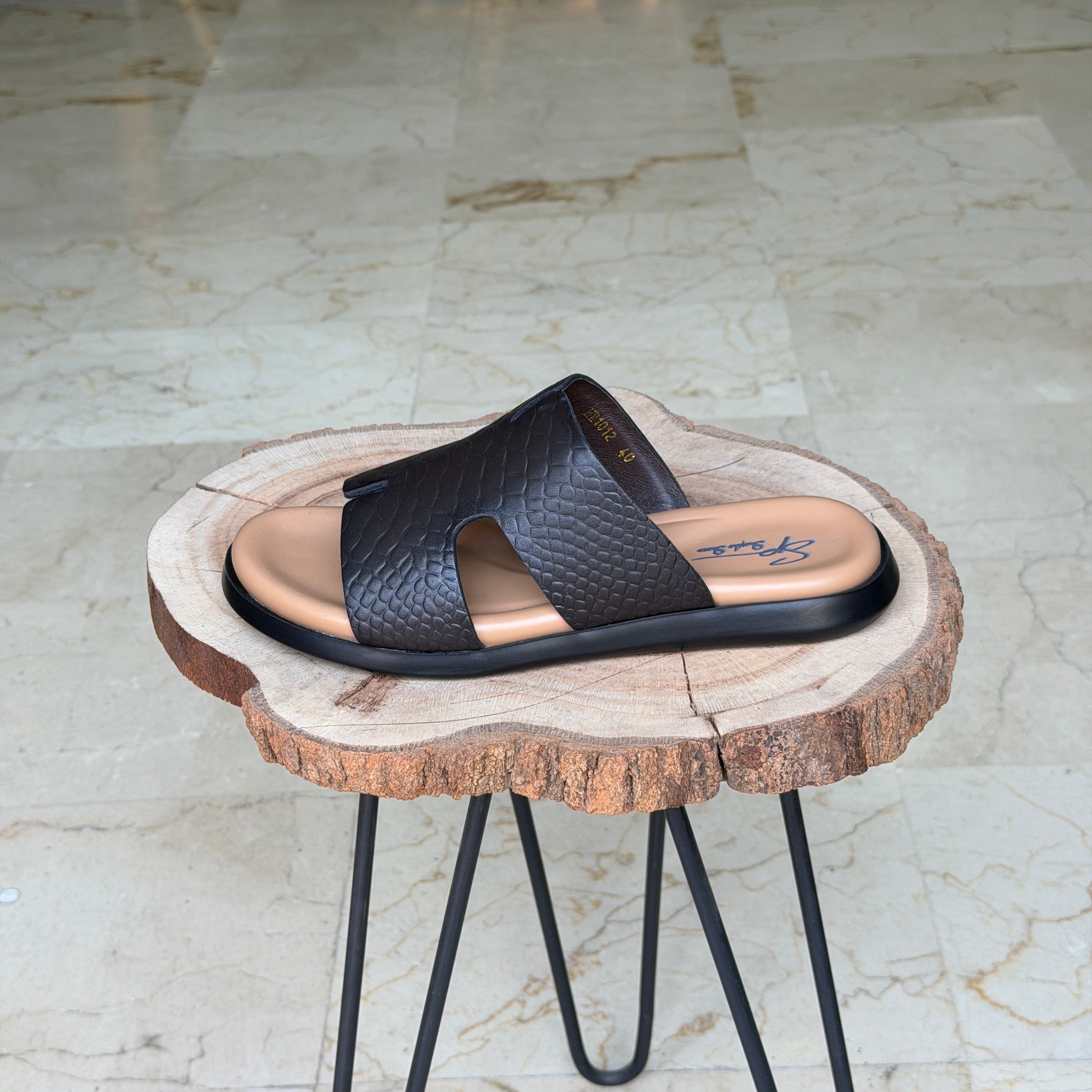 Sendale En Cuir Signateur 01  MARRON 1012 CROCO - Shopilo Shoes